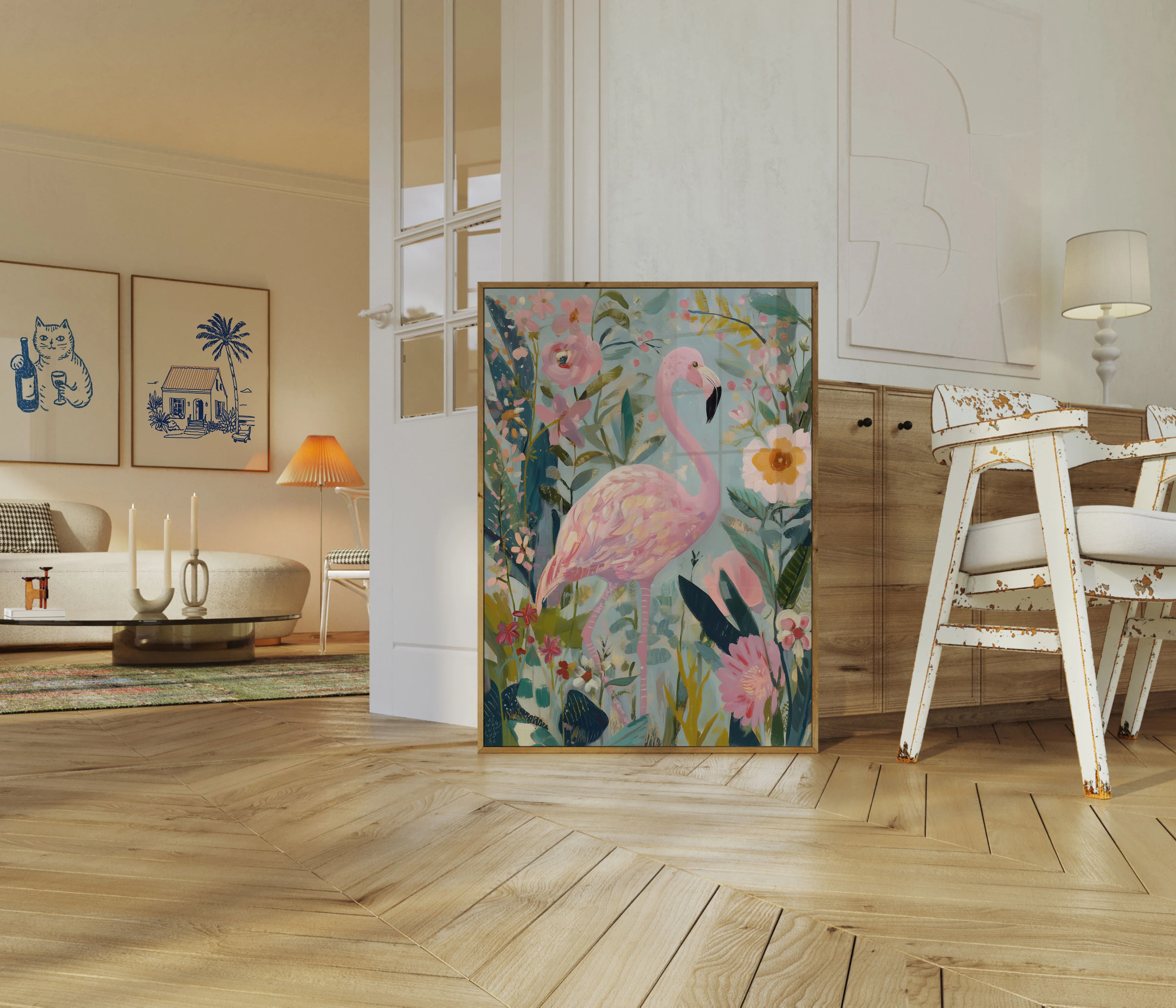 Pink Flamingo Garden Poster - Image 5