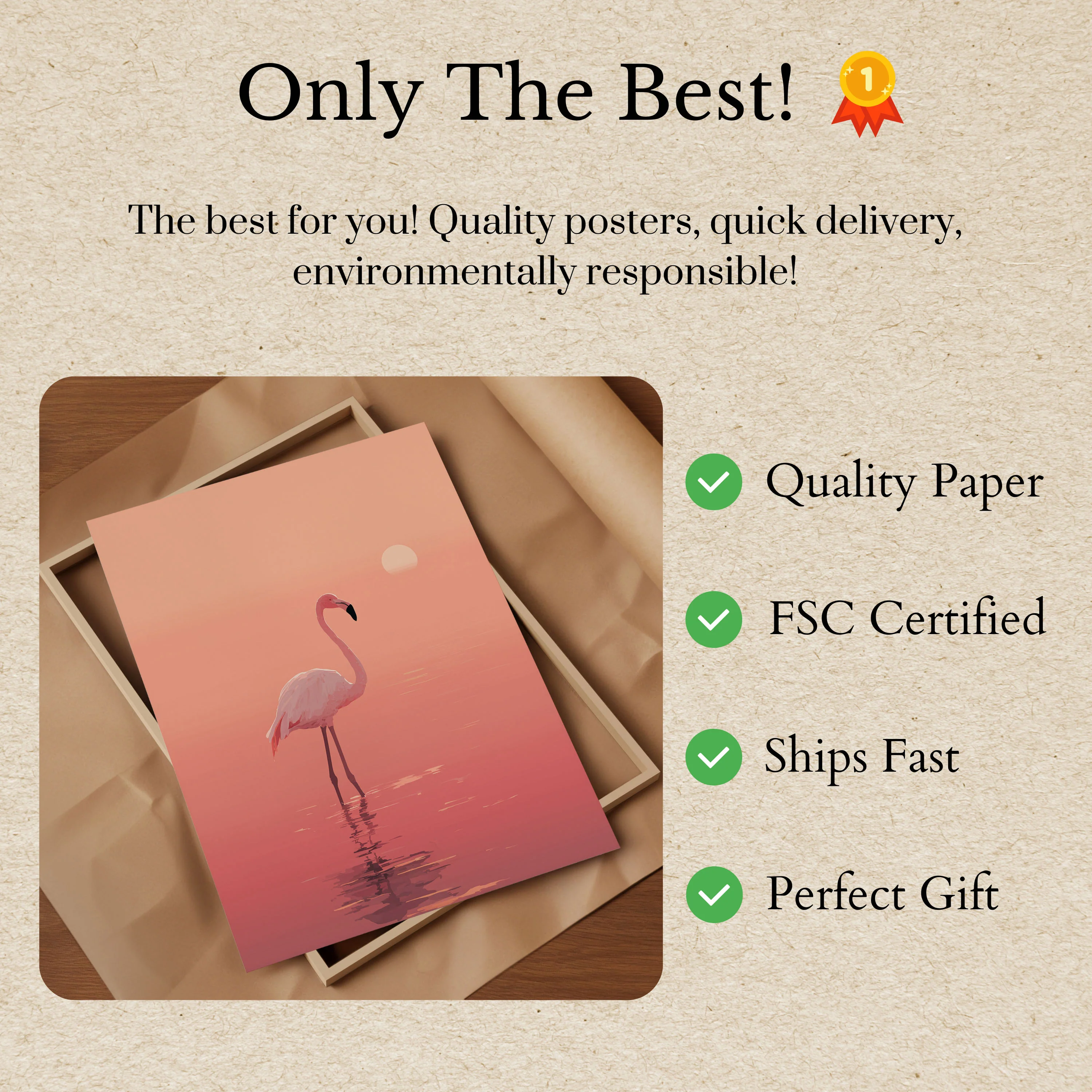 Pink Flamingo Sunset Poster - Image 3