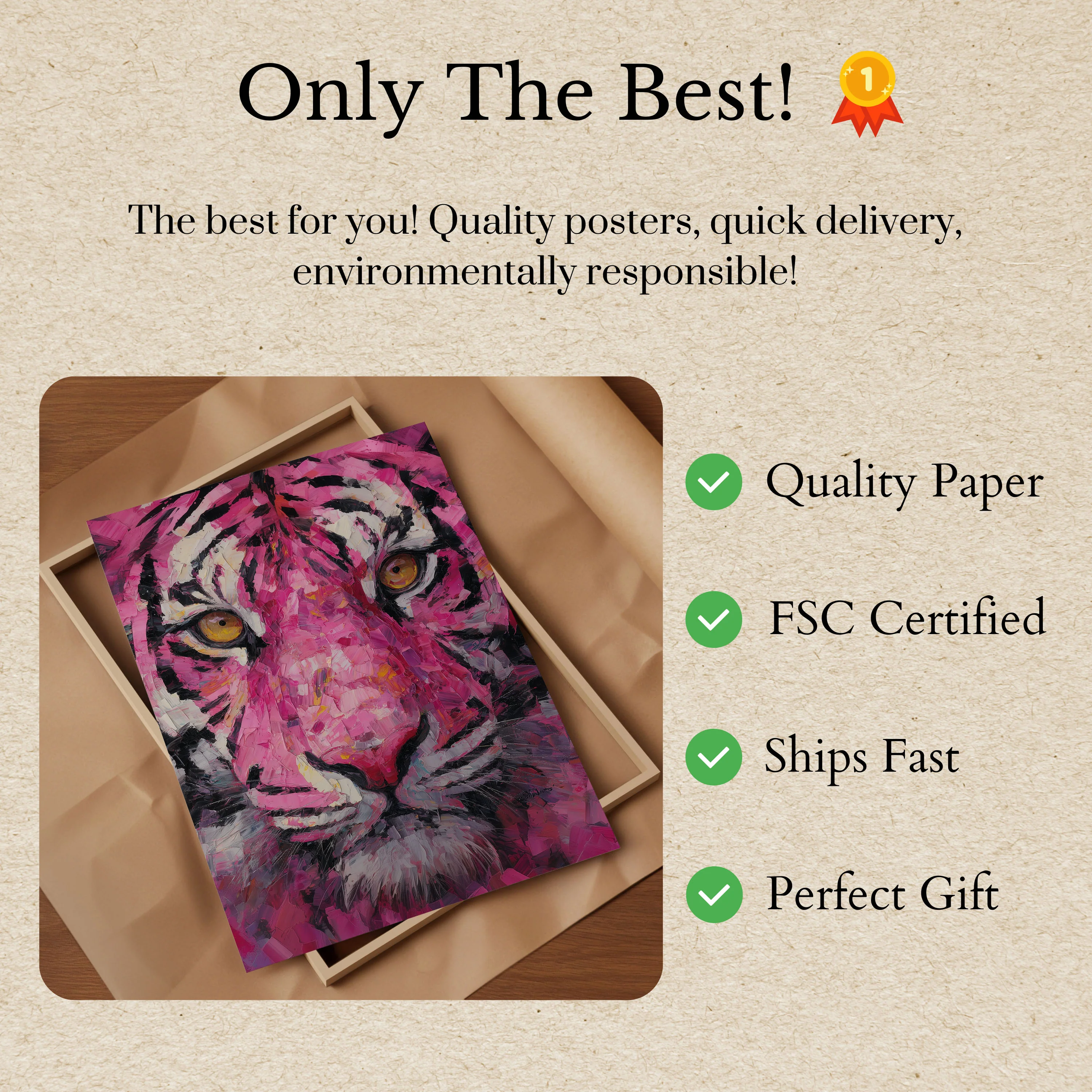 Pink Passion Tiger Art Poster - Image 3