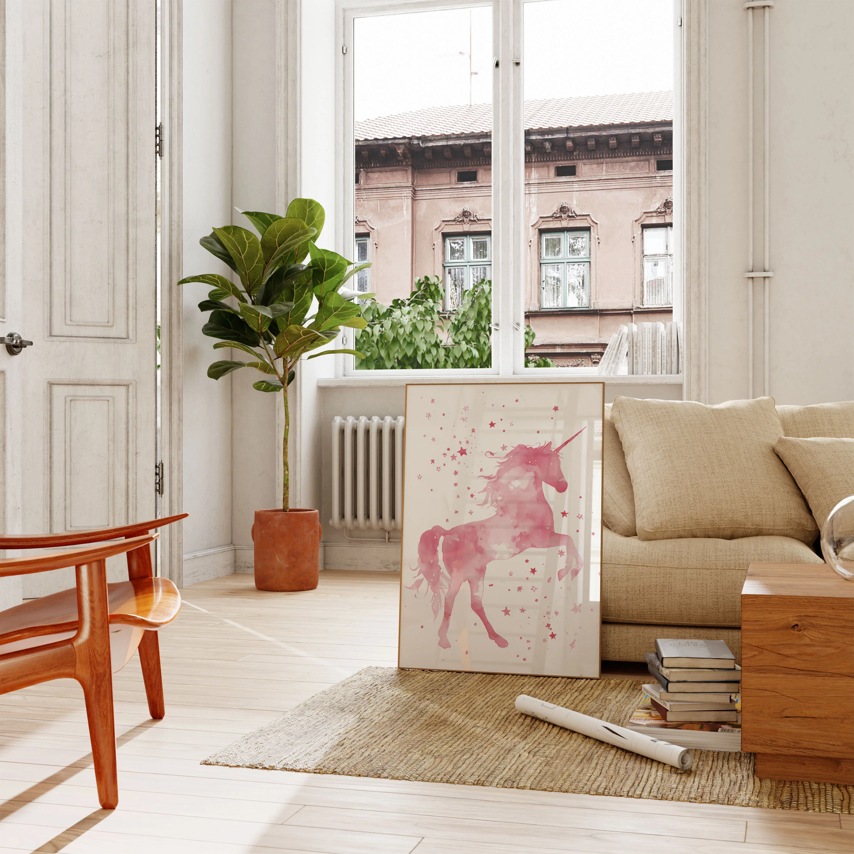 Pink Starry Unicorn Poster - Image 2
