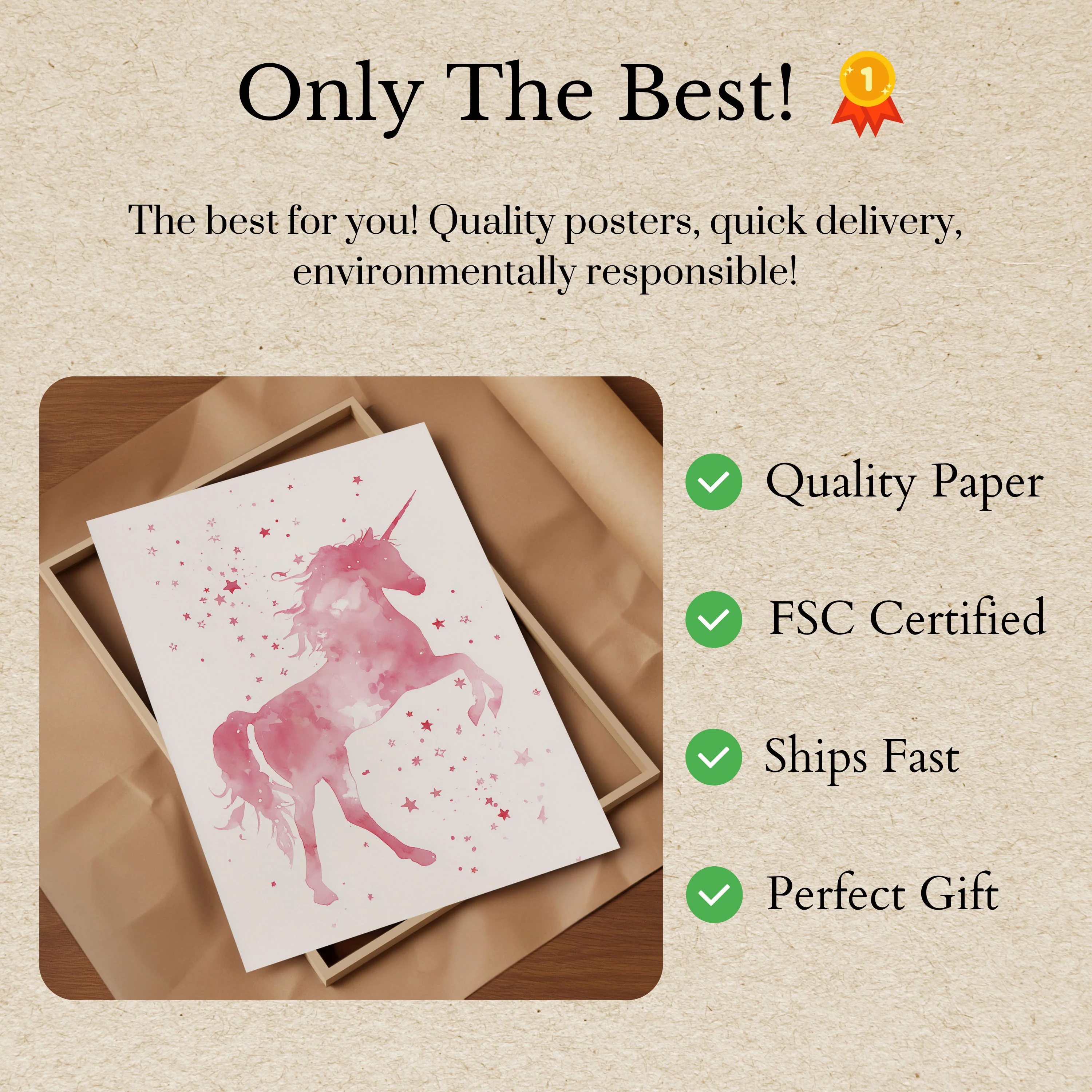 Pink Starry Unicorn Poster - Image 3