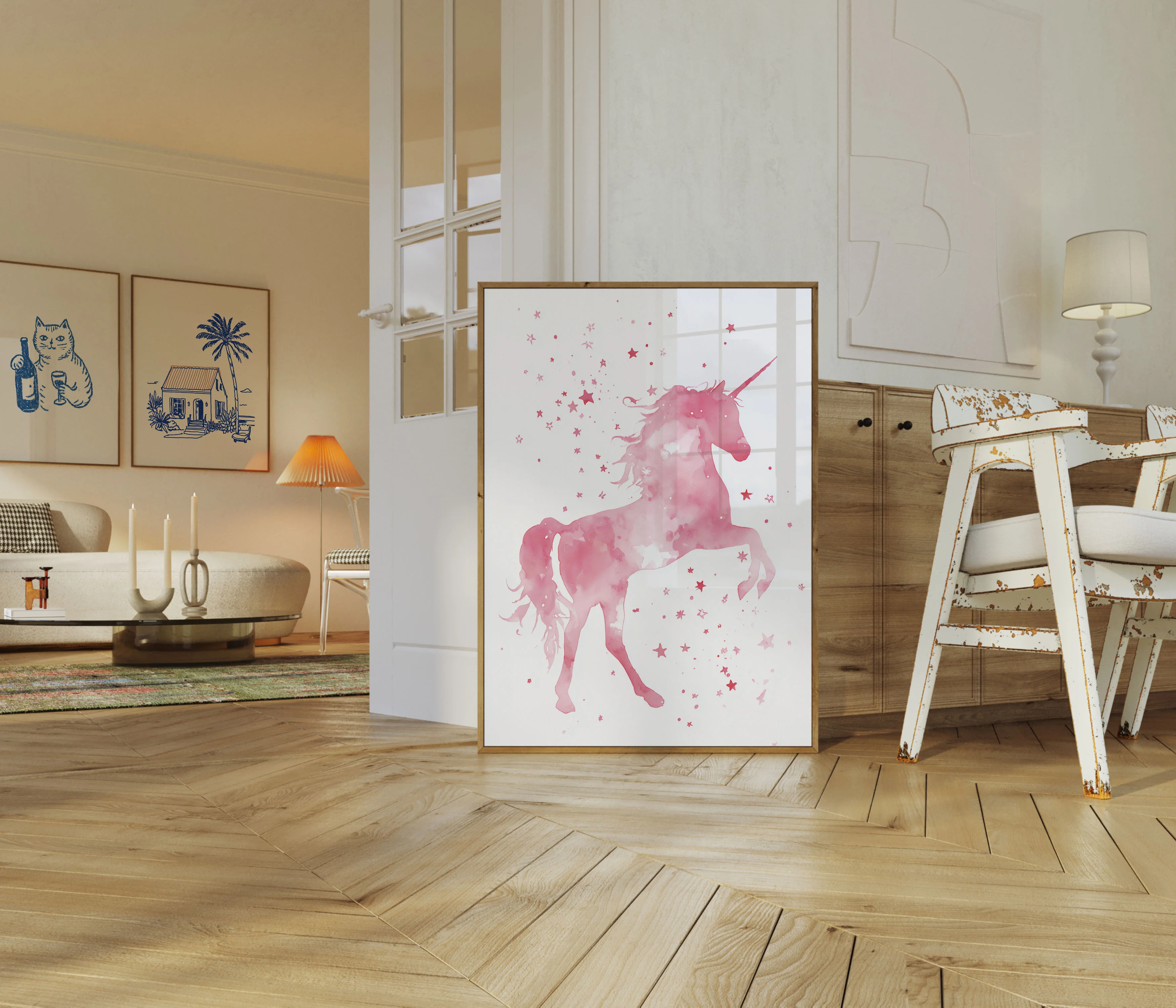 Pink Starry Unicorn Poster - Image 5