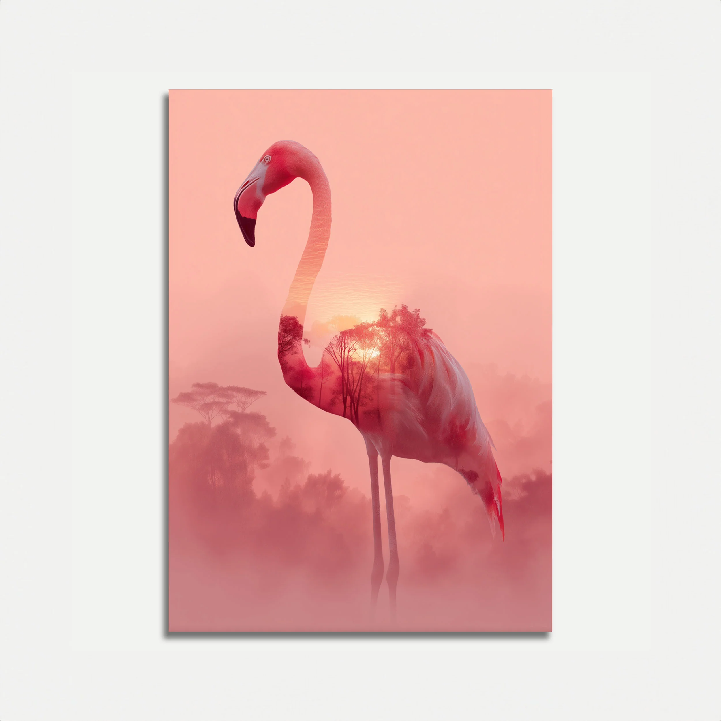 Pink Sunset Flamingo Poster