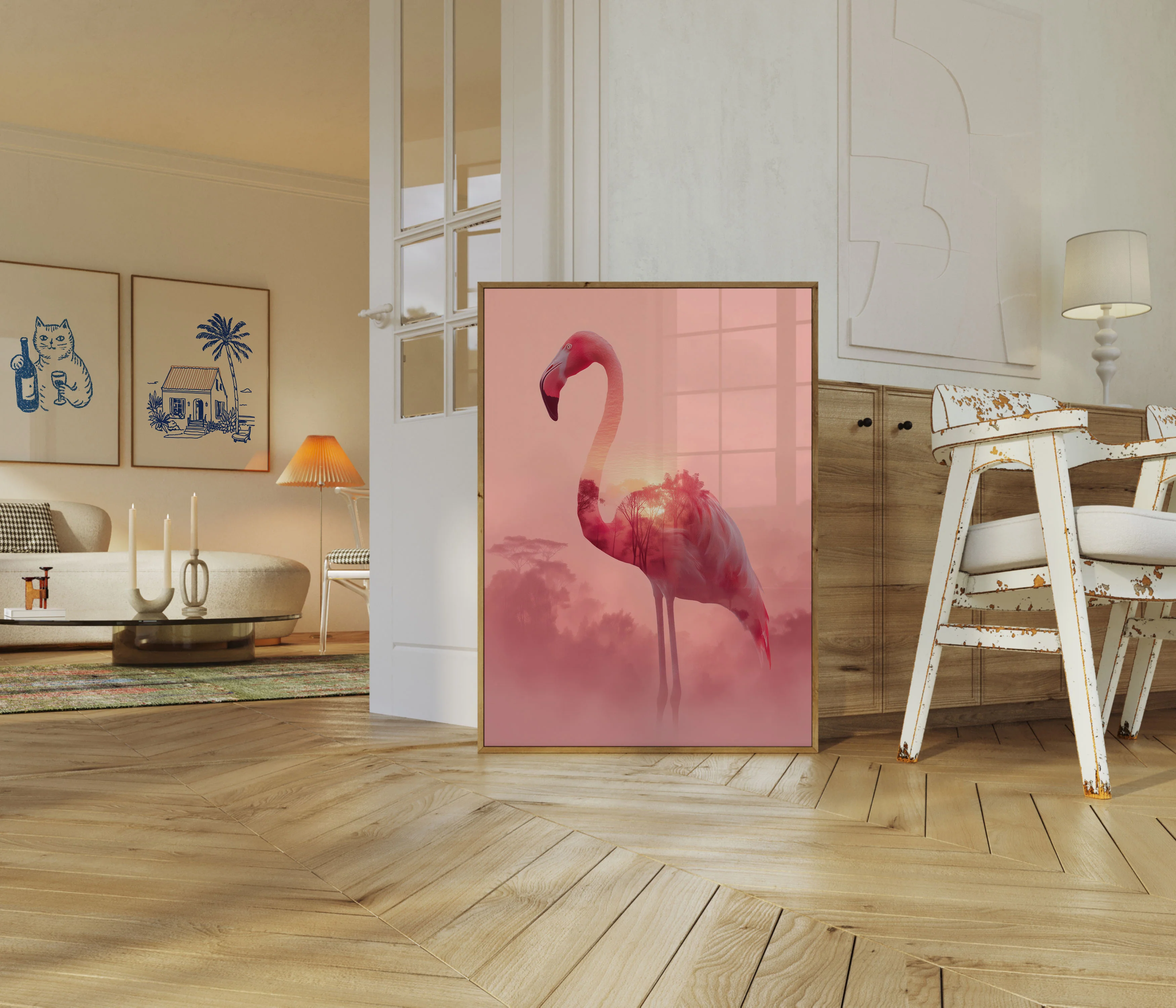 Pink Sunset Flamingo Poster - Image 5