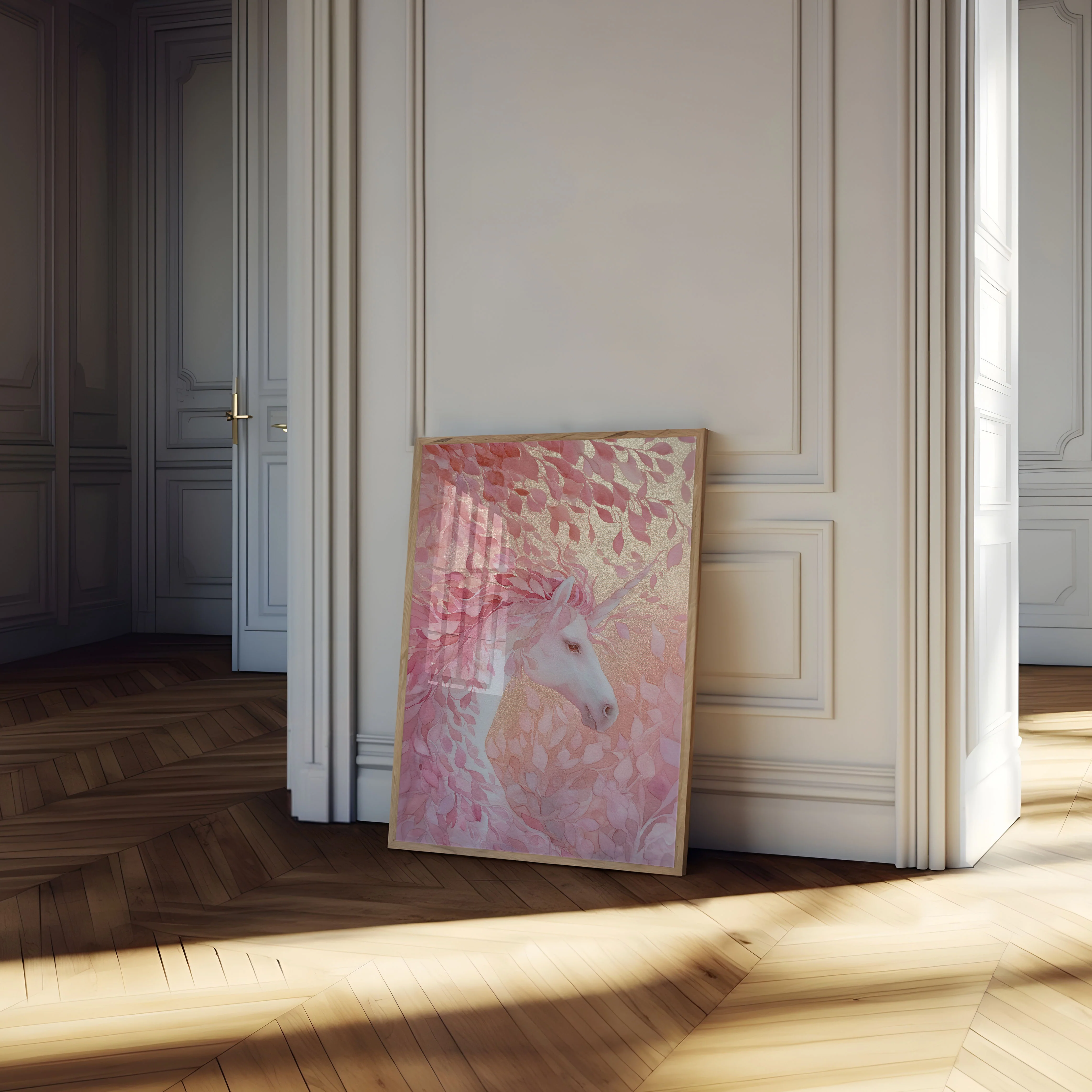 Pink Unicorn Among Leaves Poster - Image 4