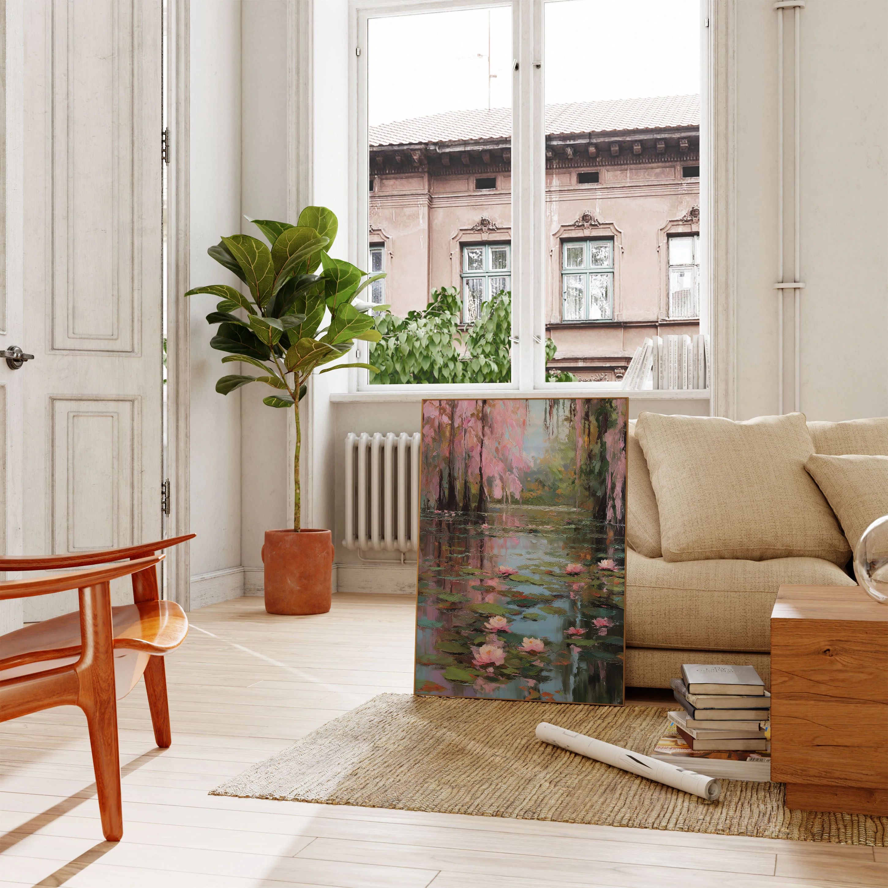 Pink Water Lilies Garden Poster - Image 2