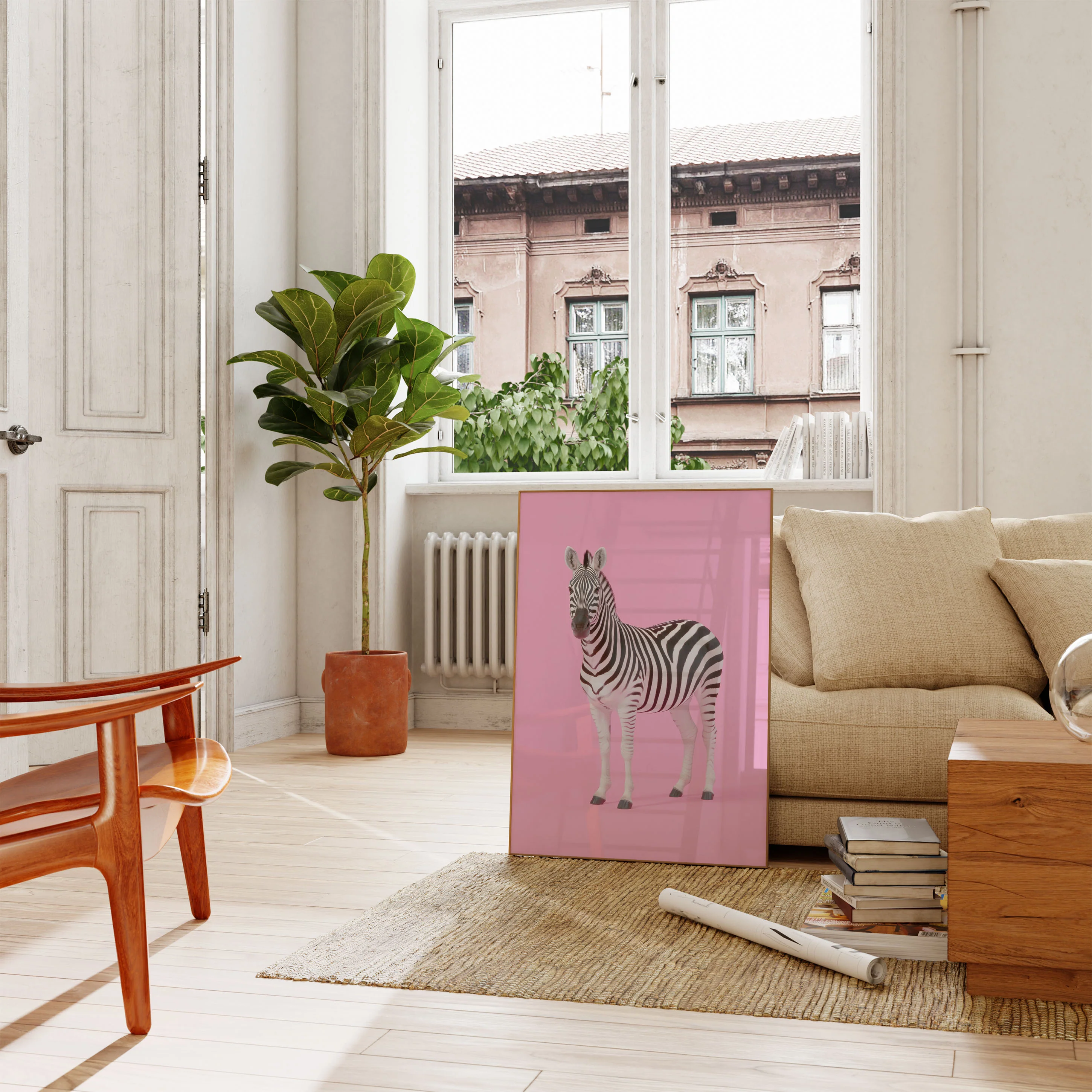 Pink Zebra Minimalist Poster - Image 2