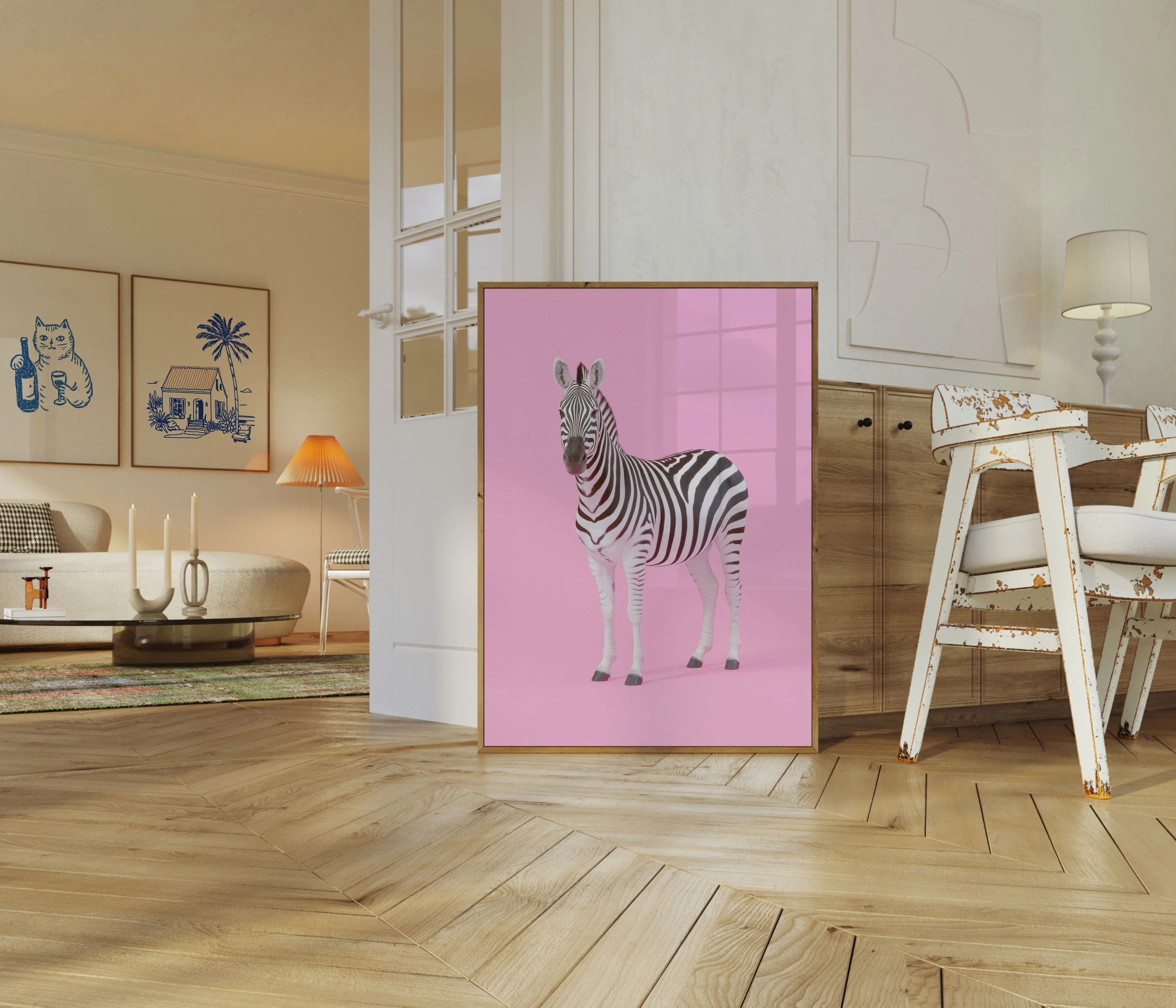 Pink Zebra Minimalist Poster - Image 5
