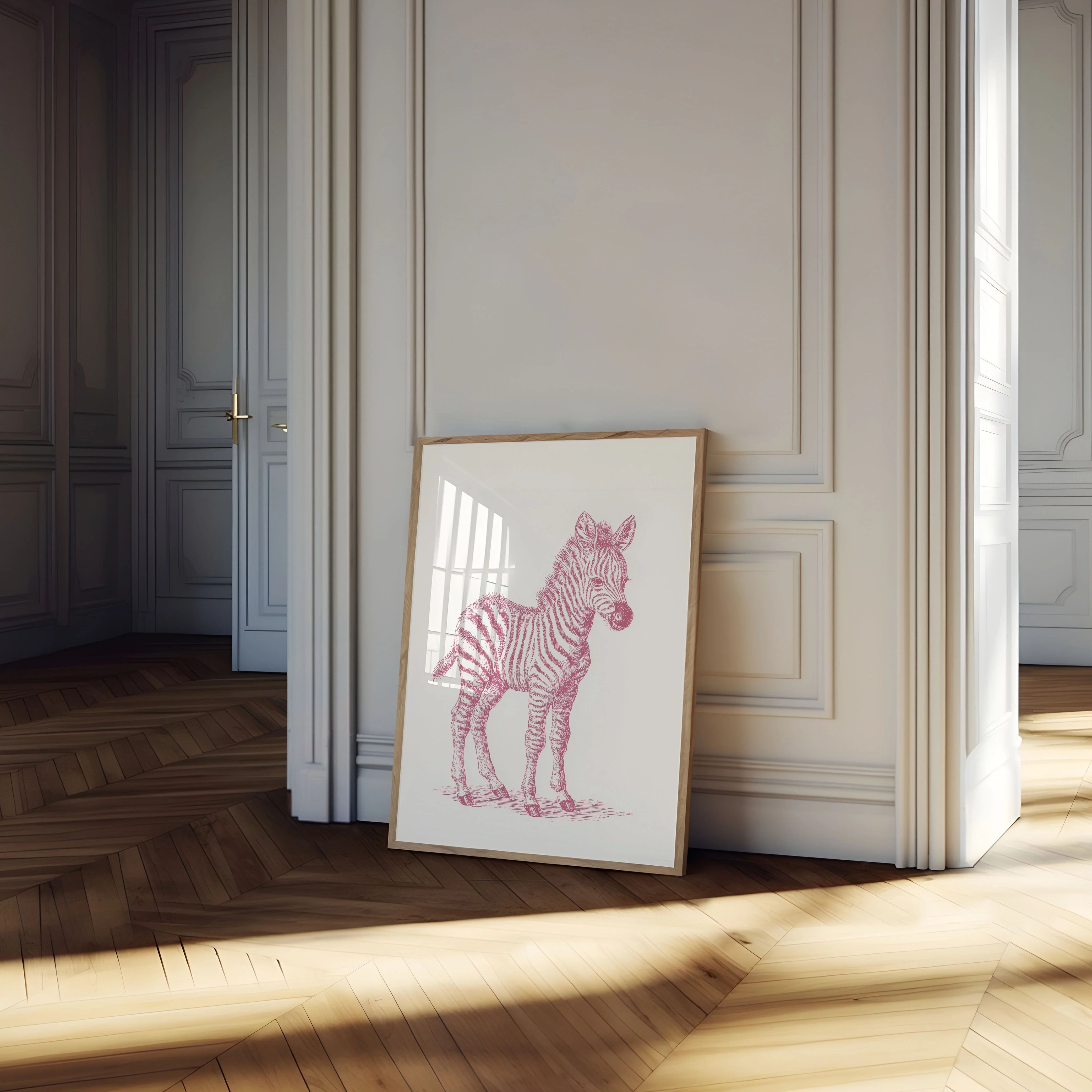Pink Zebra Sketch Poster - Image 3