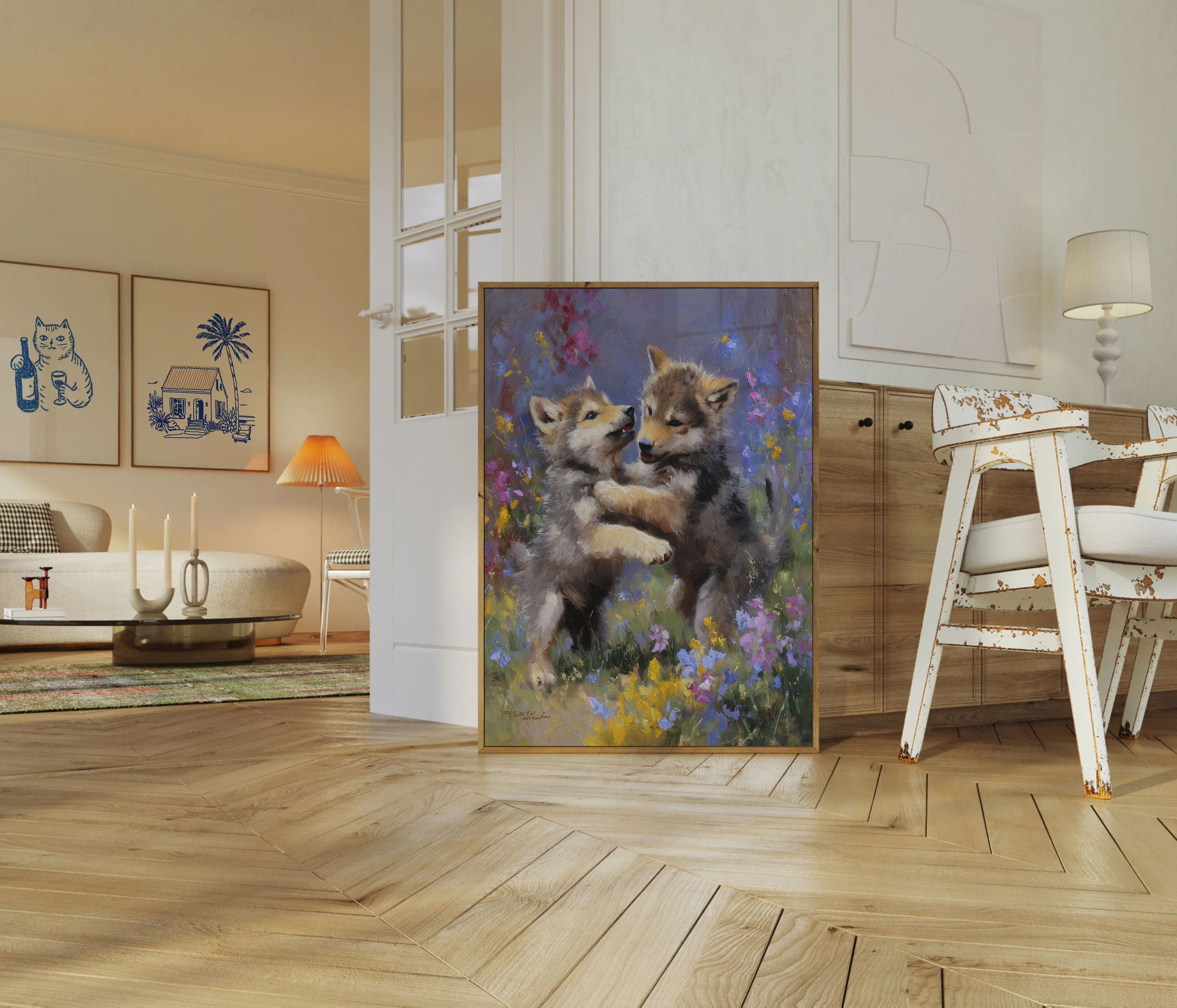 Playful Corgis in Wildflowers Poster - Image 5
