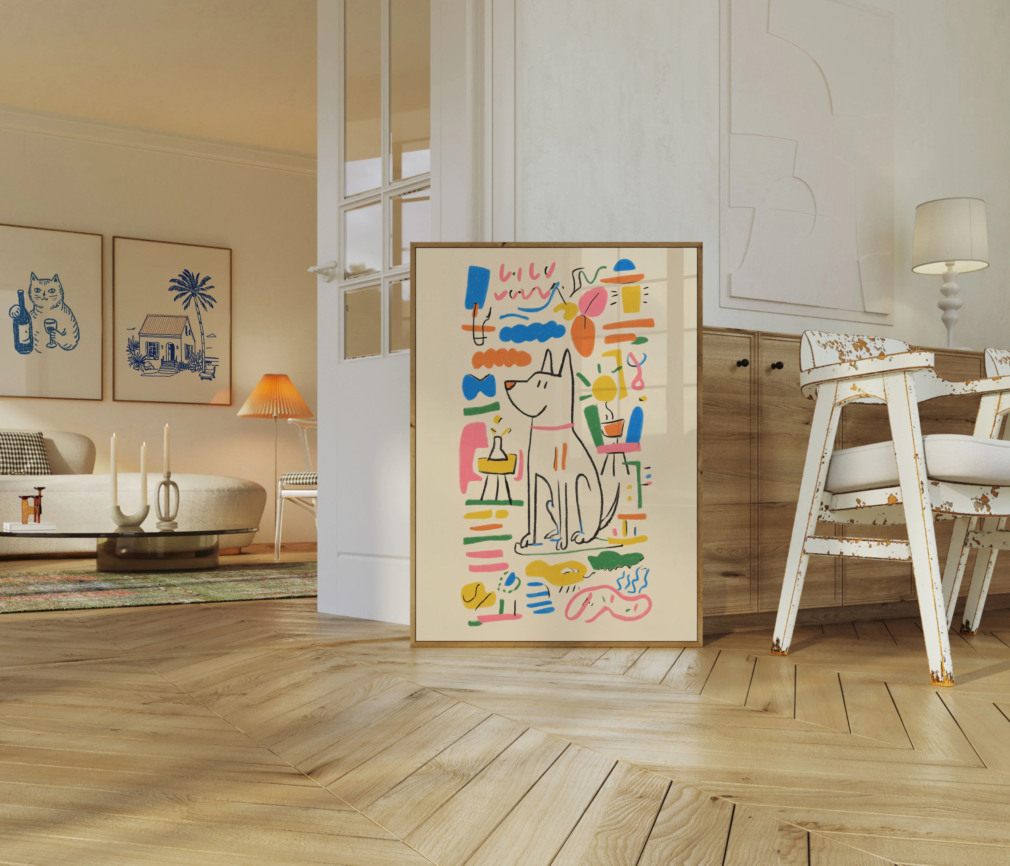 Playful Dog Abstract Art Poster - Image 5
