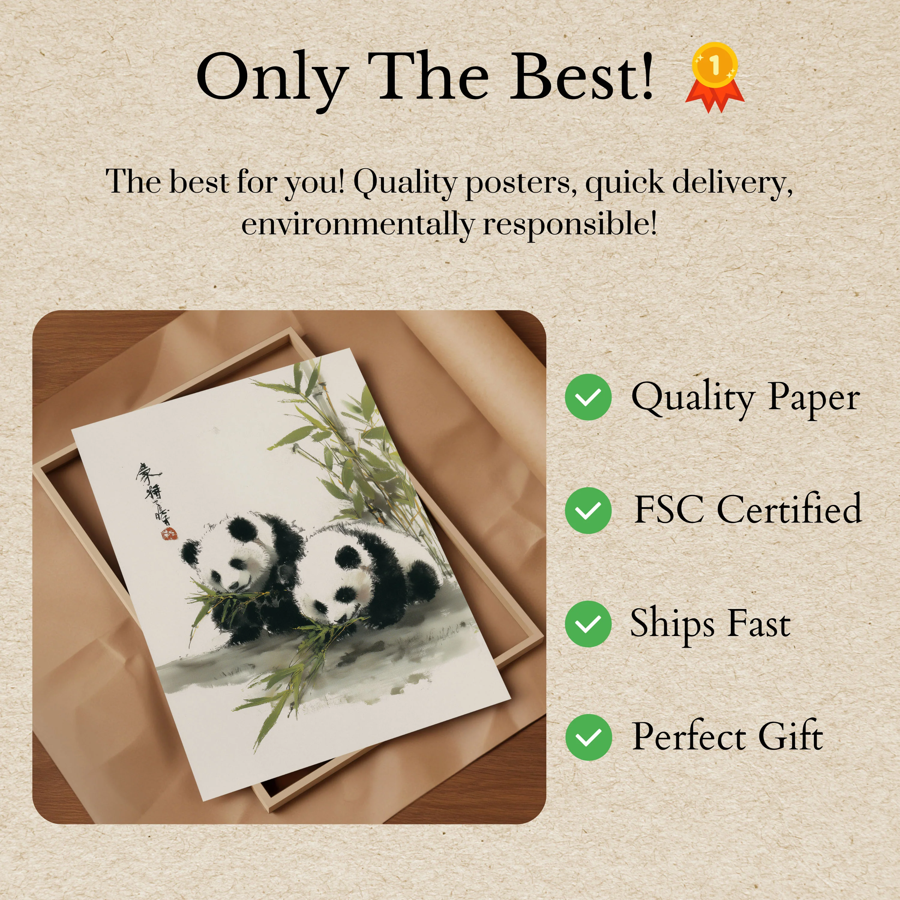 Playful Pandas Bamboo Poster - Image 3