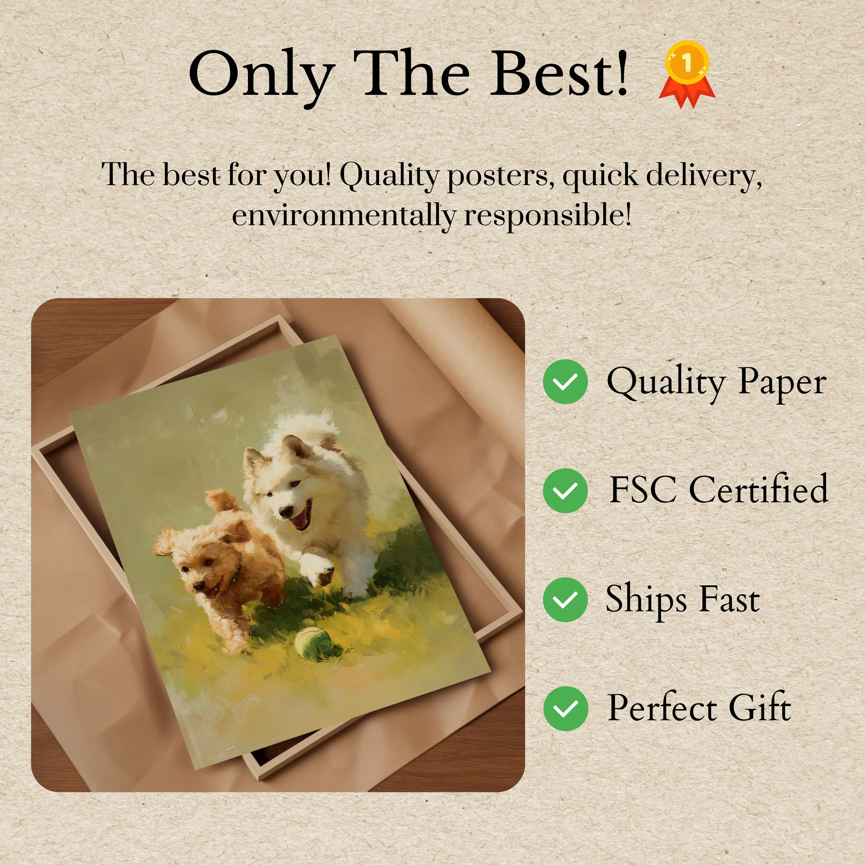 Playful Puppies Running Poster - Image 3