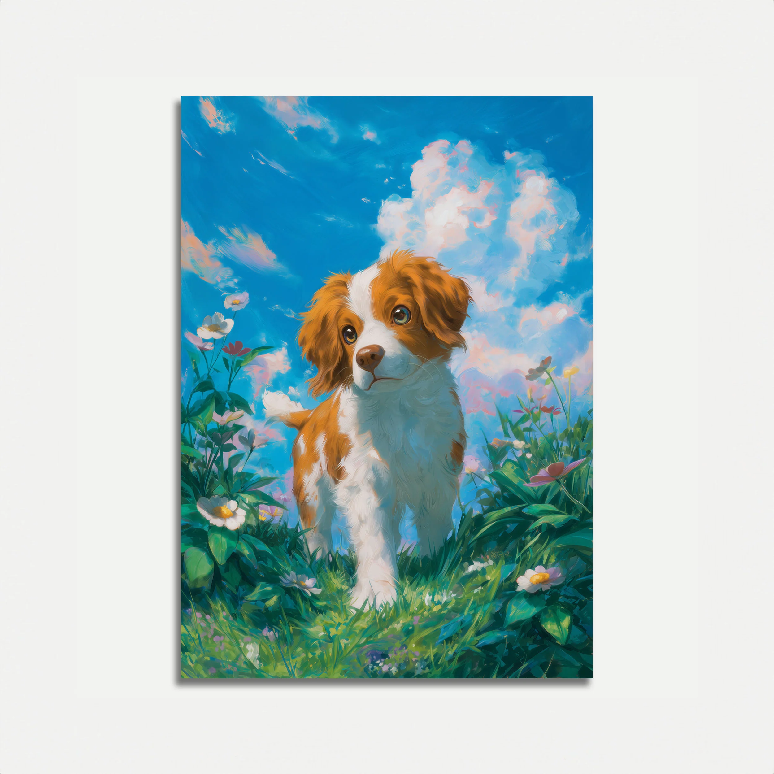 Playful Puppy Field Poster