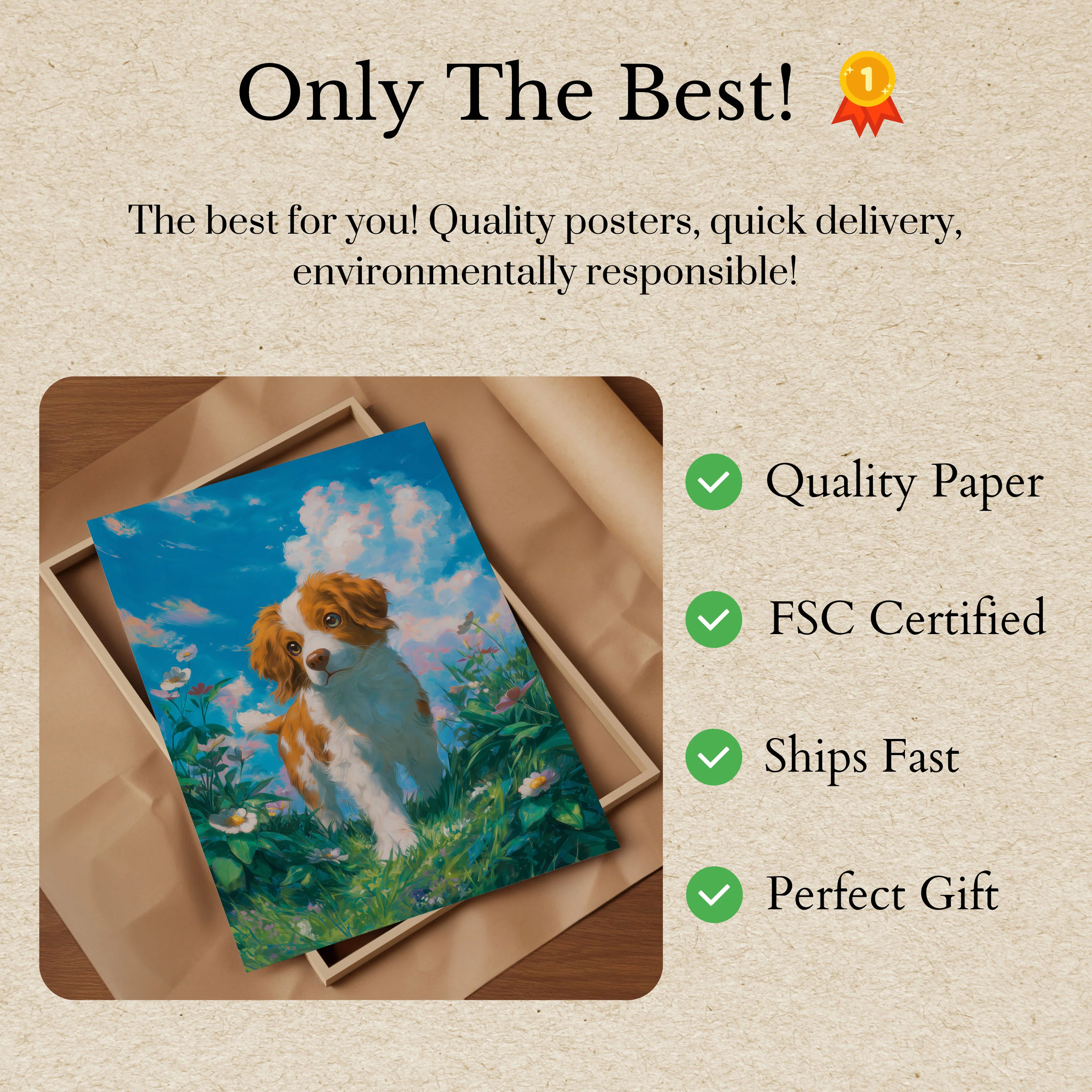 Playful Puppy Field Poster - Image 3