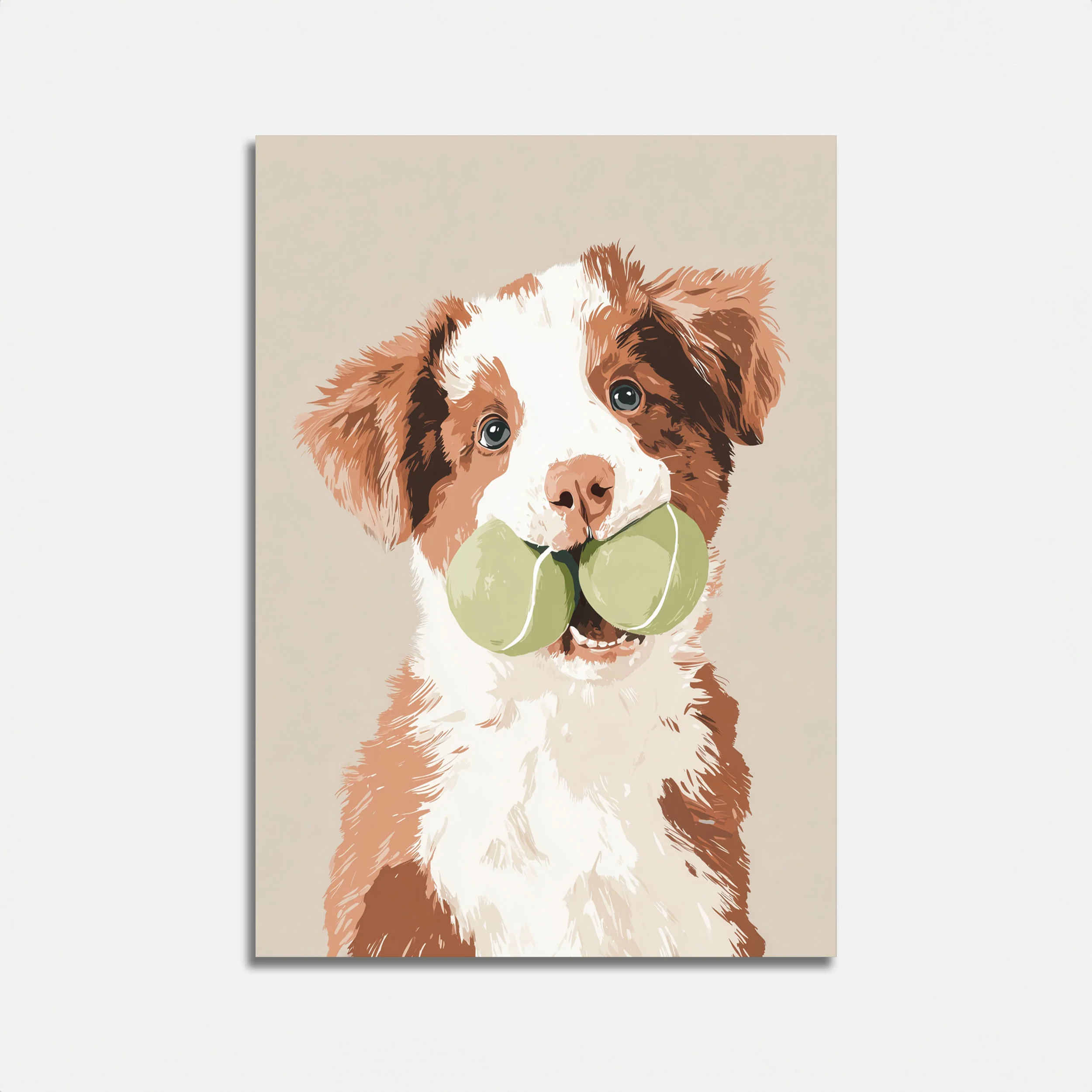 Playful Puppy Tennis Balls Poster