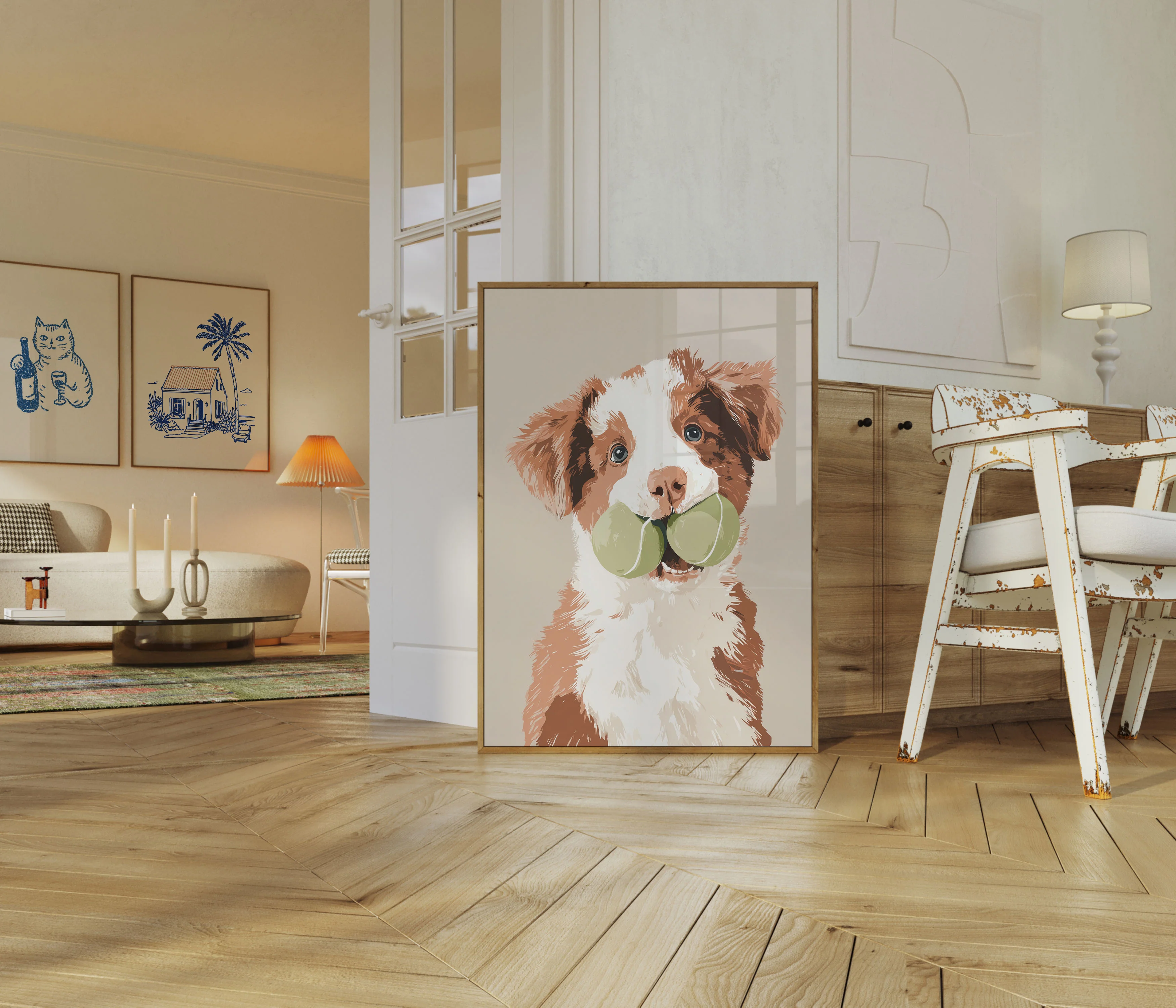 Playful Puppy Tennis Balls Poster - Image 5