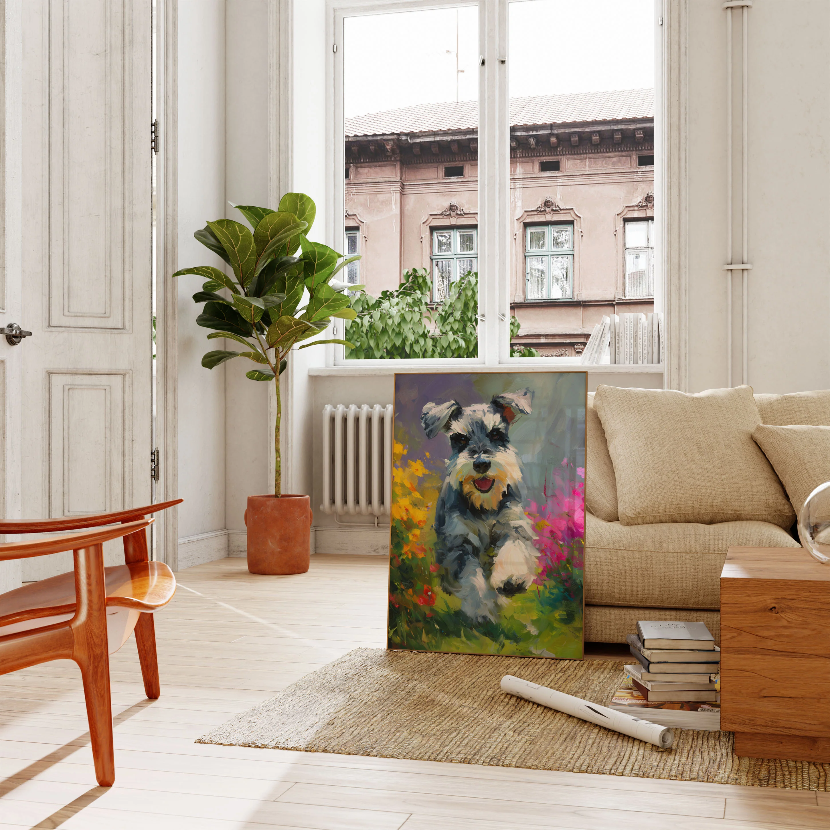 Playful Schnauzer Garden Poster - Image 2