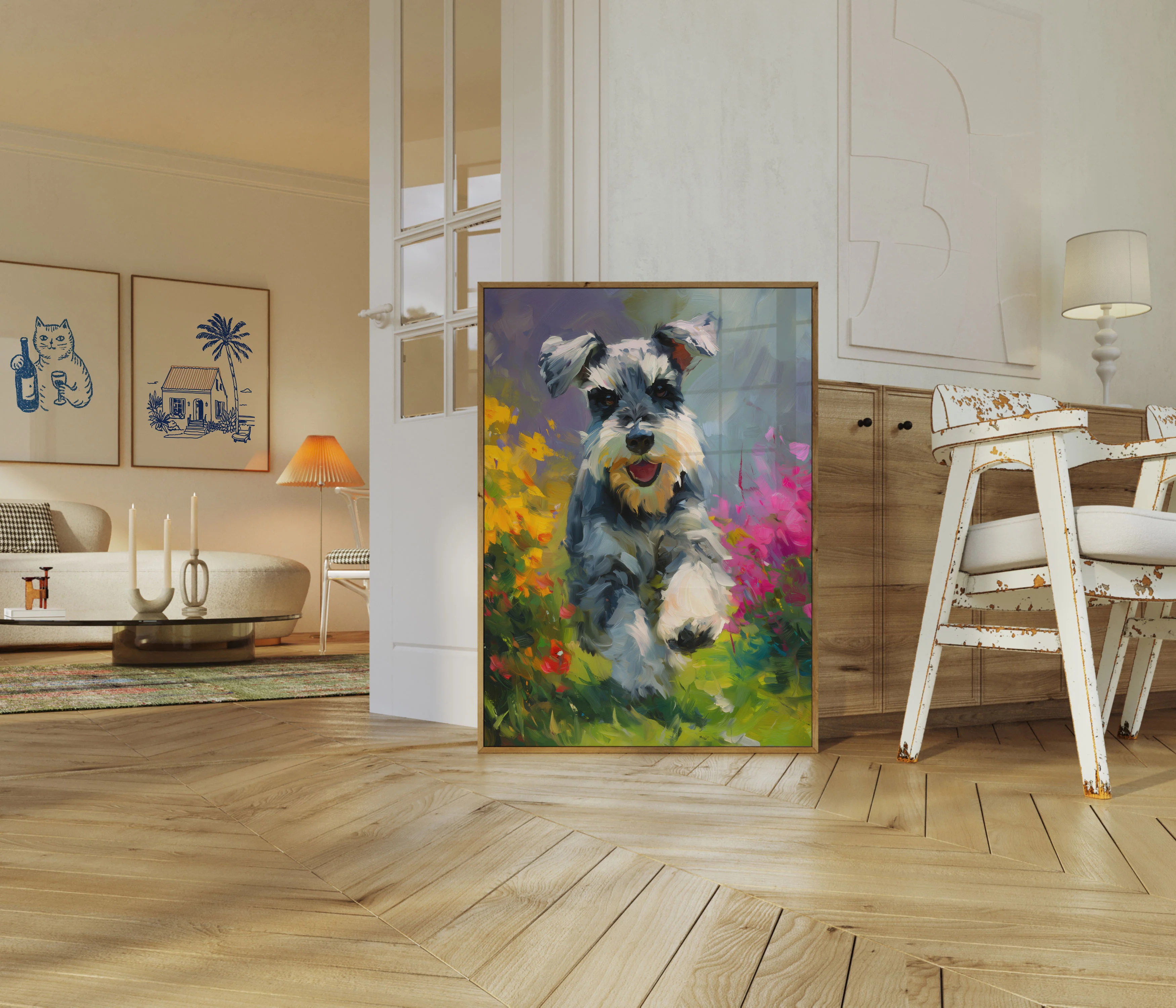 Playful Schnauzer Garden Poster - Image 5