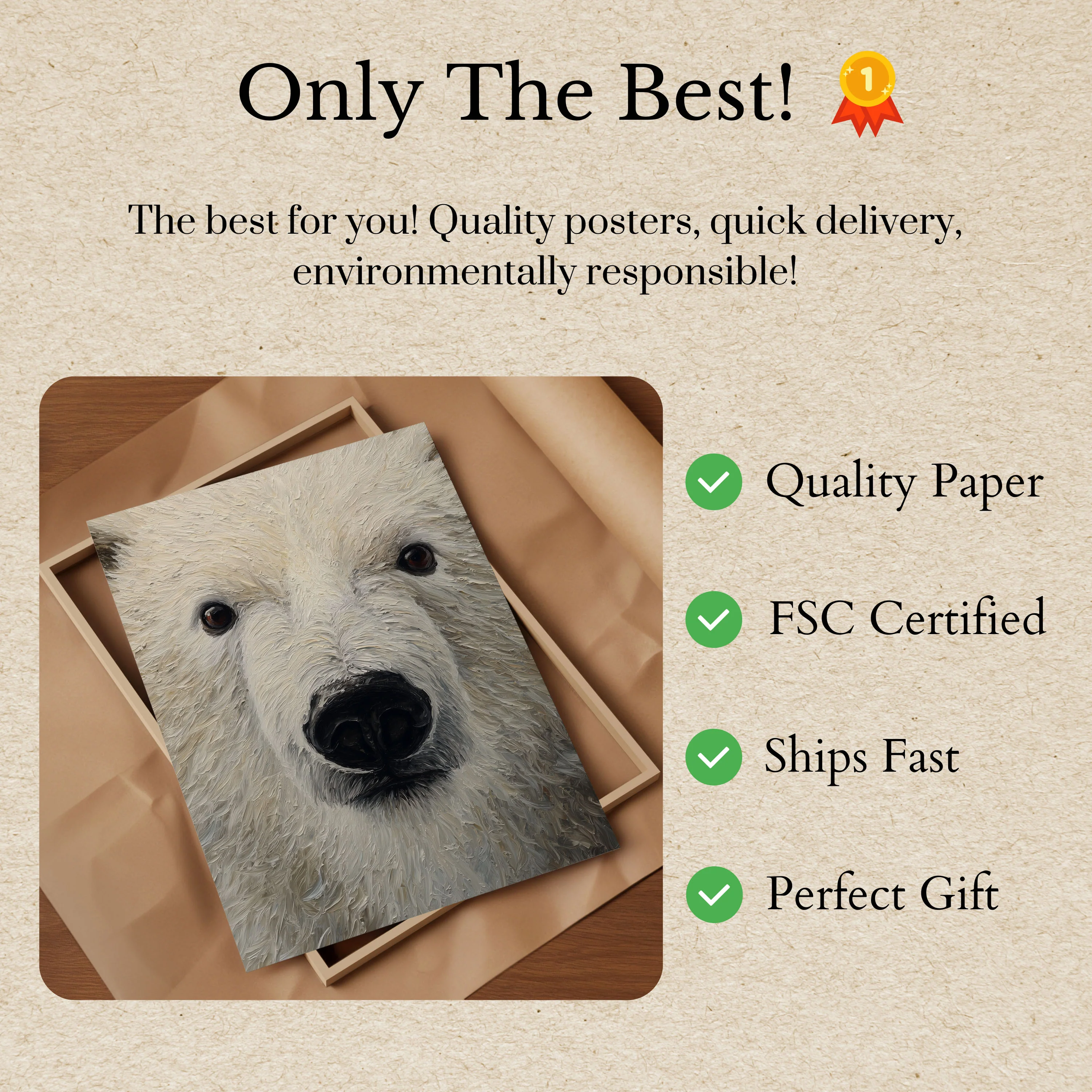 Polar Bear Close-Up Portrait Poster - Image 3