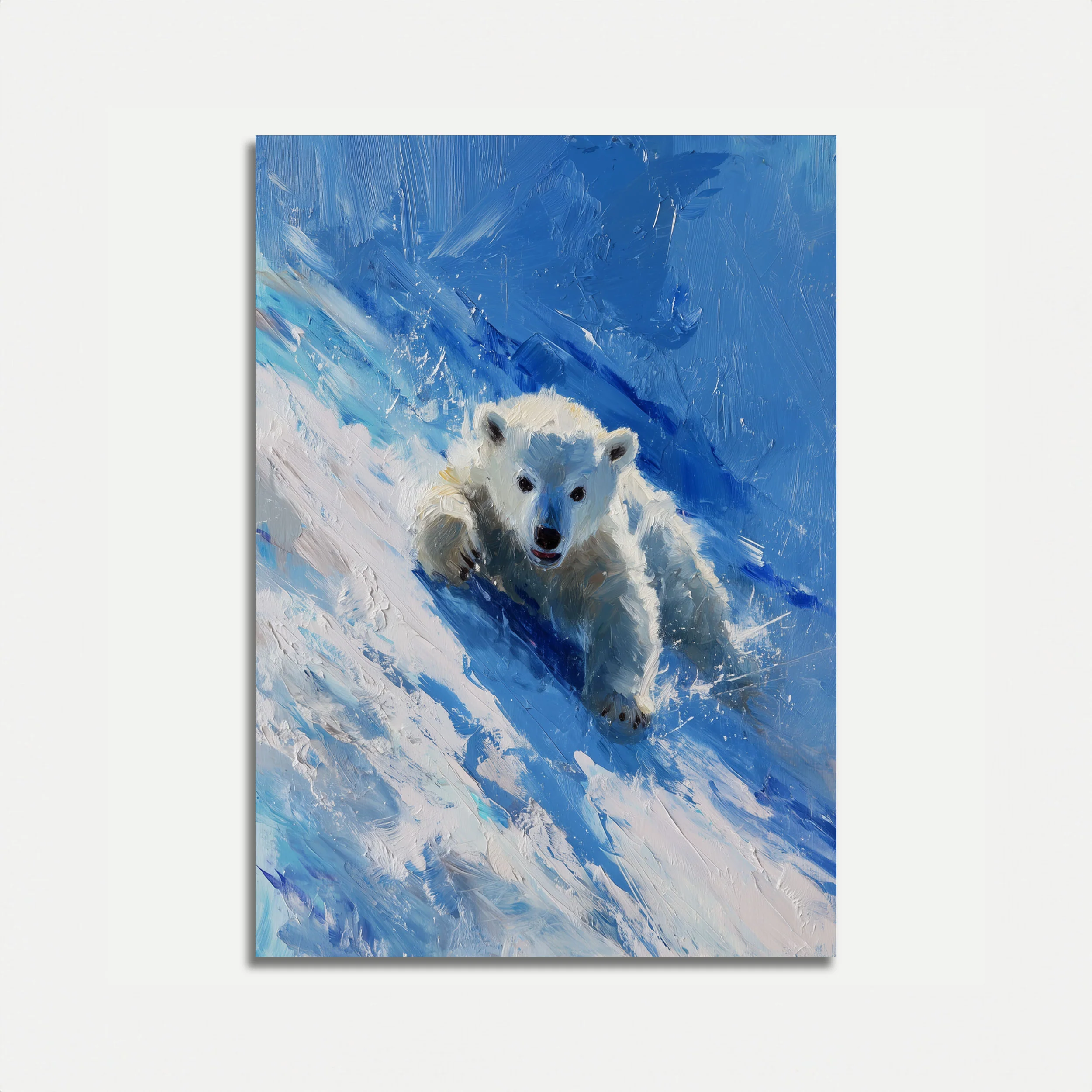 Polar Bear on Snowy Mountain Poster