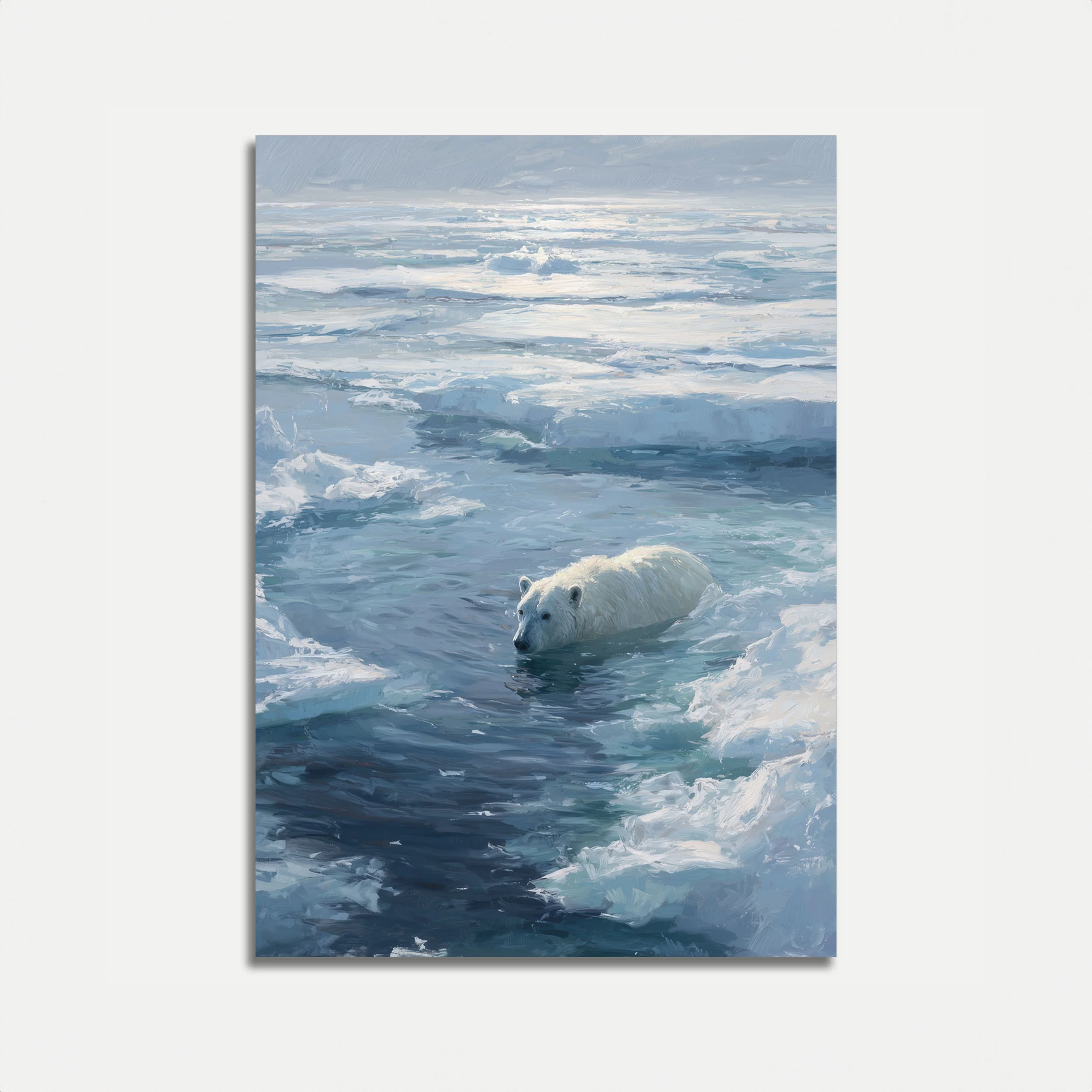 Polar Bear Swimming in Ice Poster