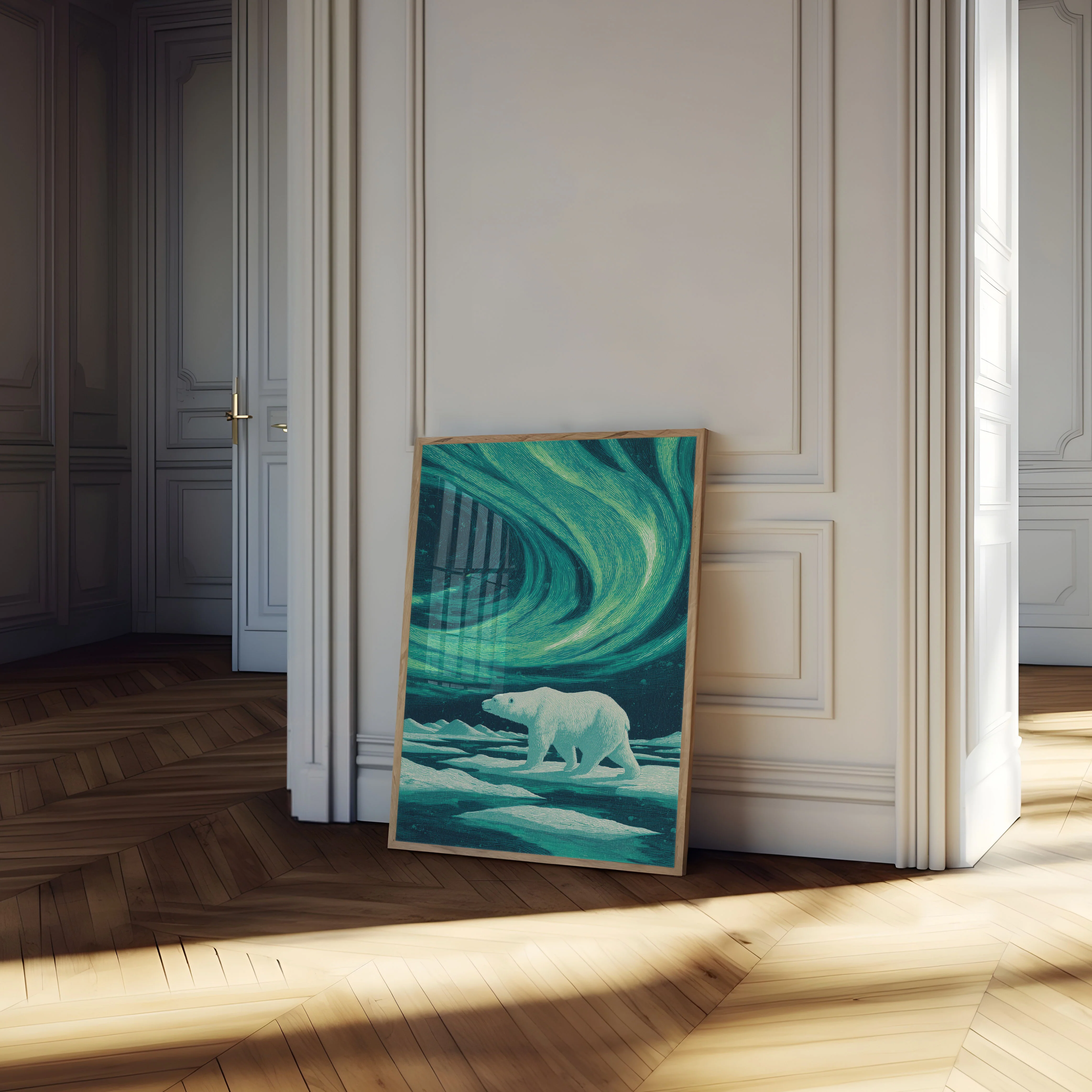 Polar Bear Under Aurora Borealis Poster - Image 4