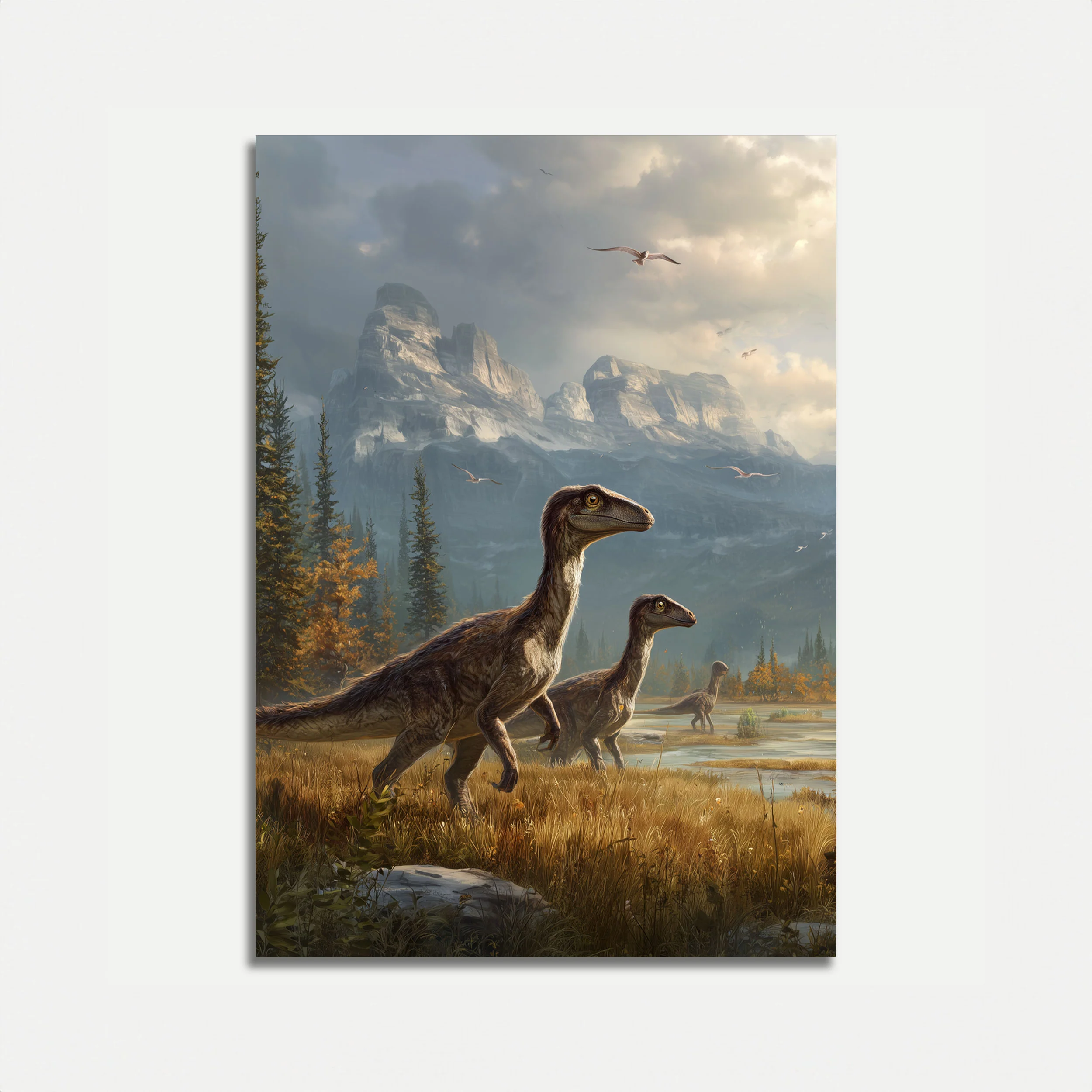 Prehistoric Mountain Velociraptor Poster
