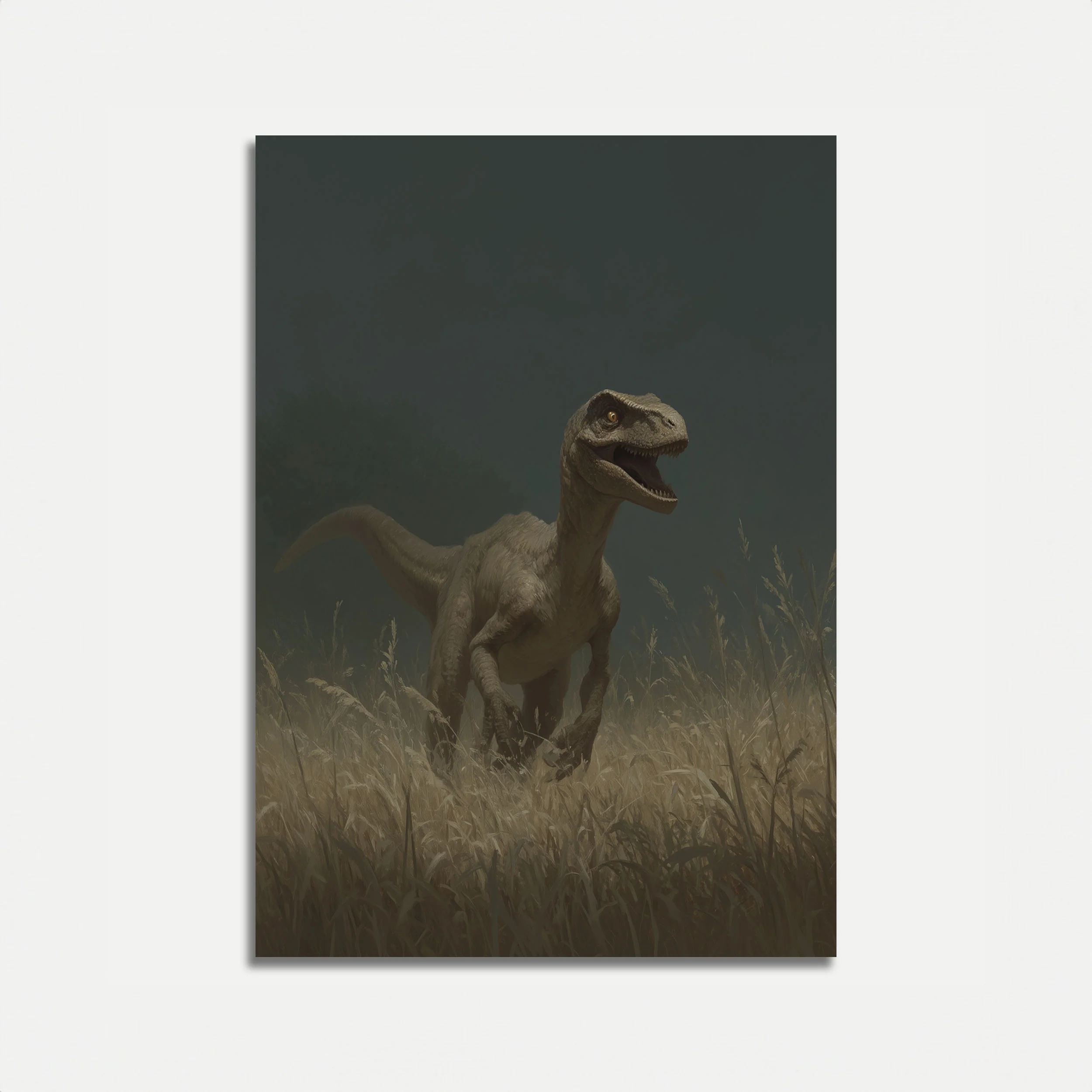 Prehistoric Predator in Grass Poster