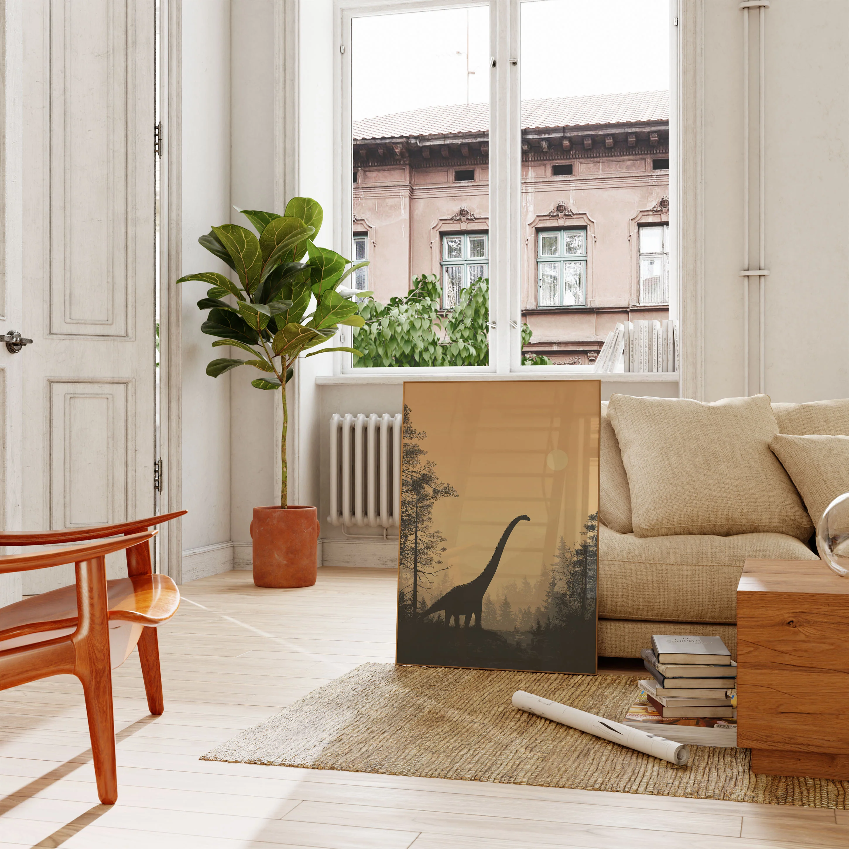 Prehistoric Sunset Brachiosaurus Poster - Image 2