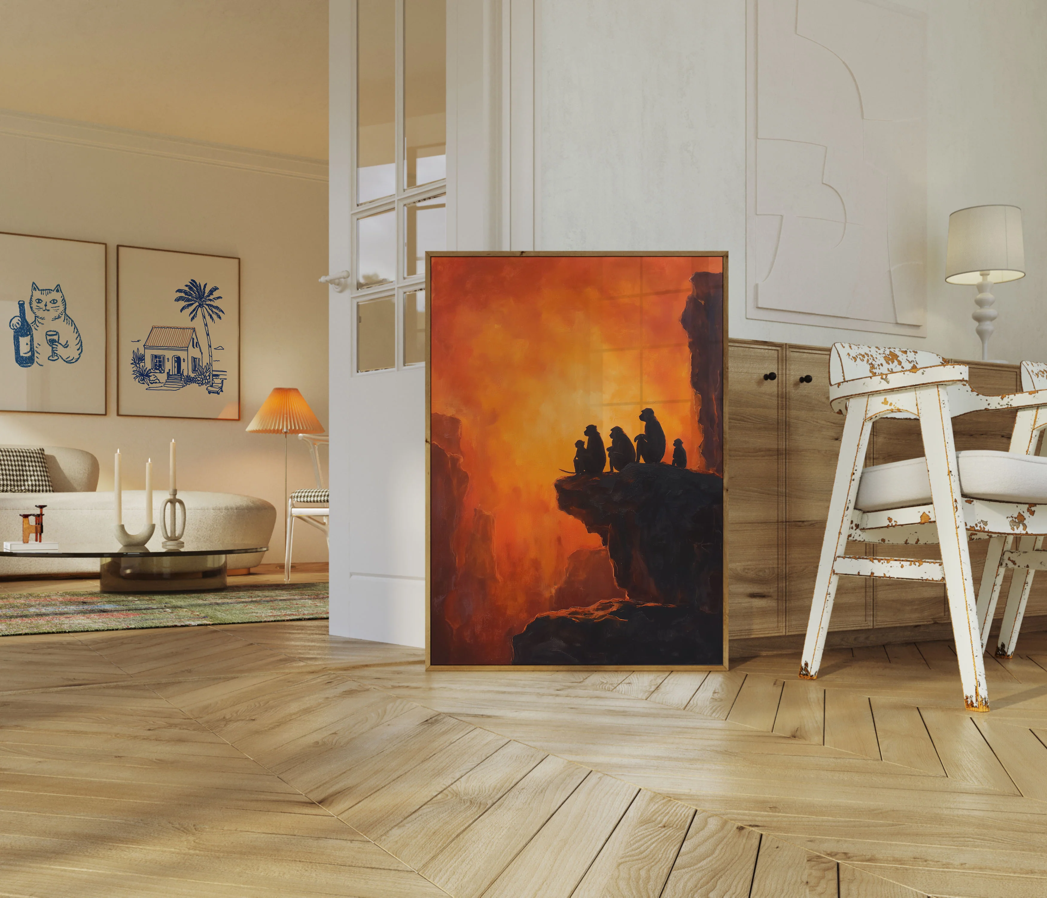 Primate Family Desert Sunset Poster - Image 5
