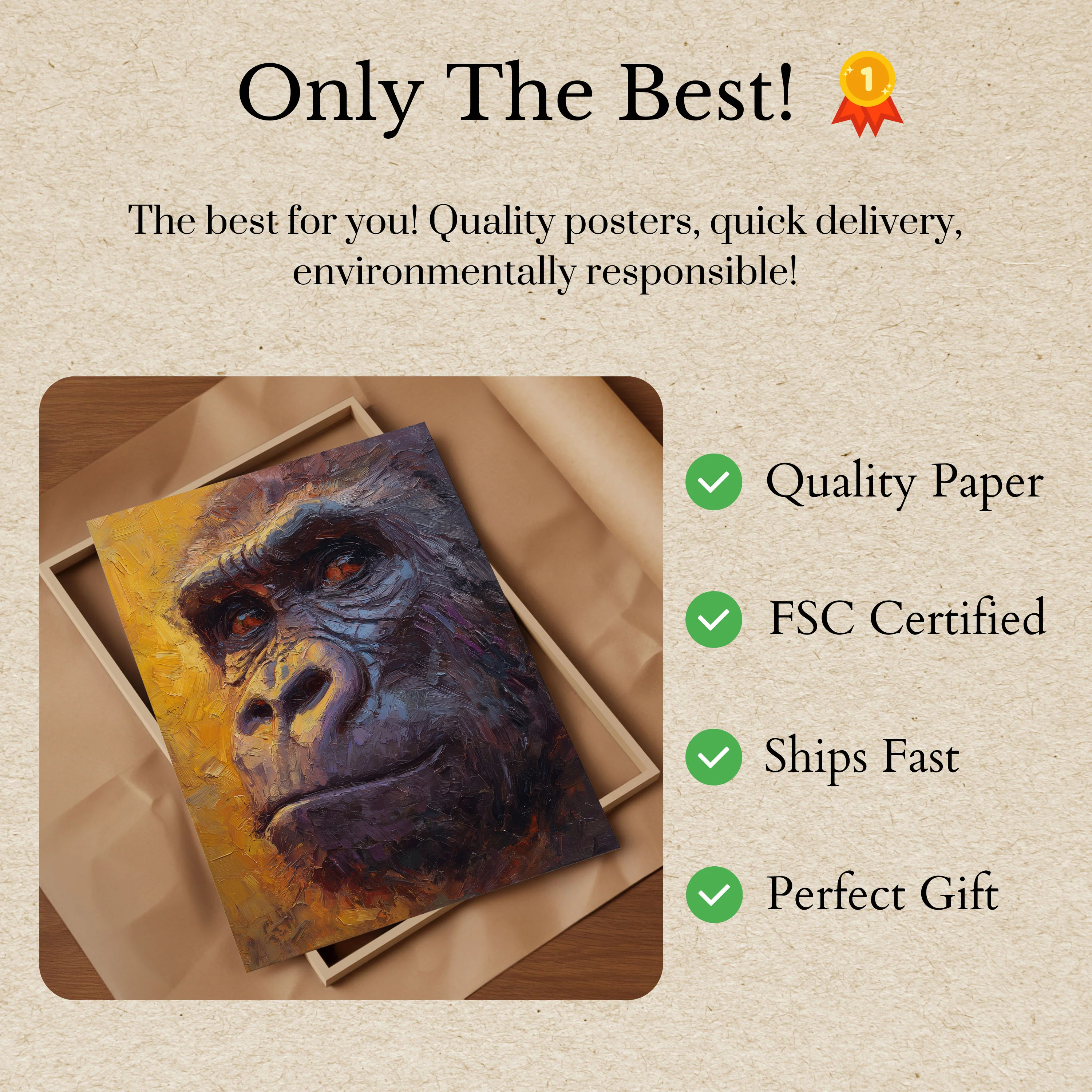 Primate Portrait Oil Painting Poster - Image 3