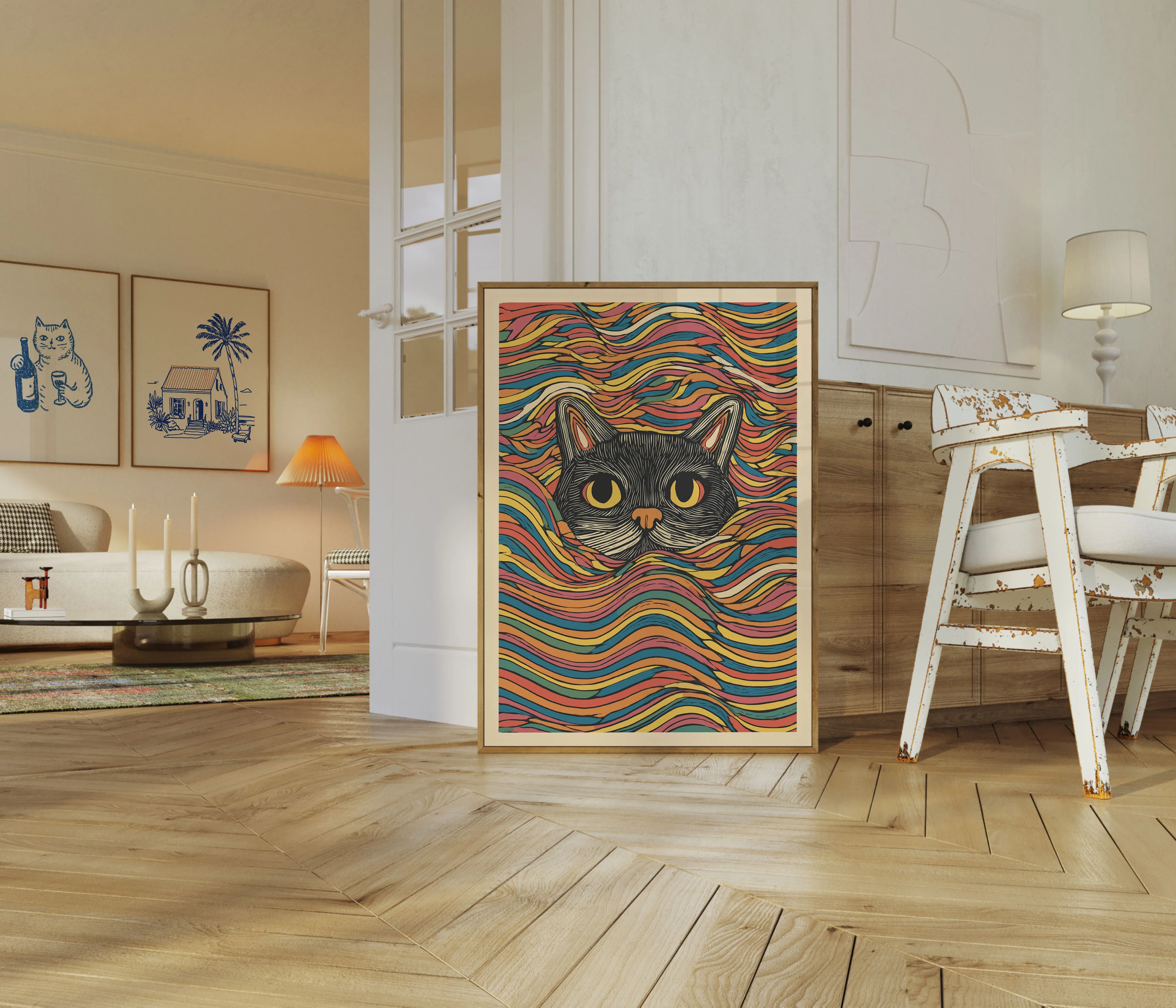 Psychedelic Cat Wave Poster - Image 5