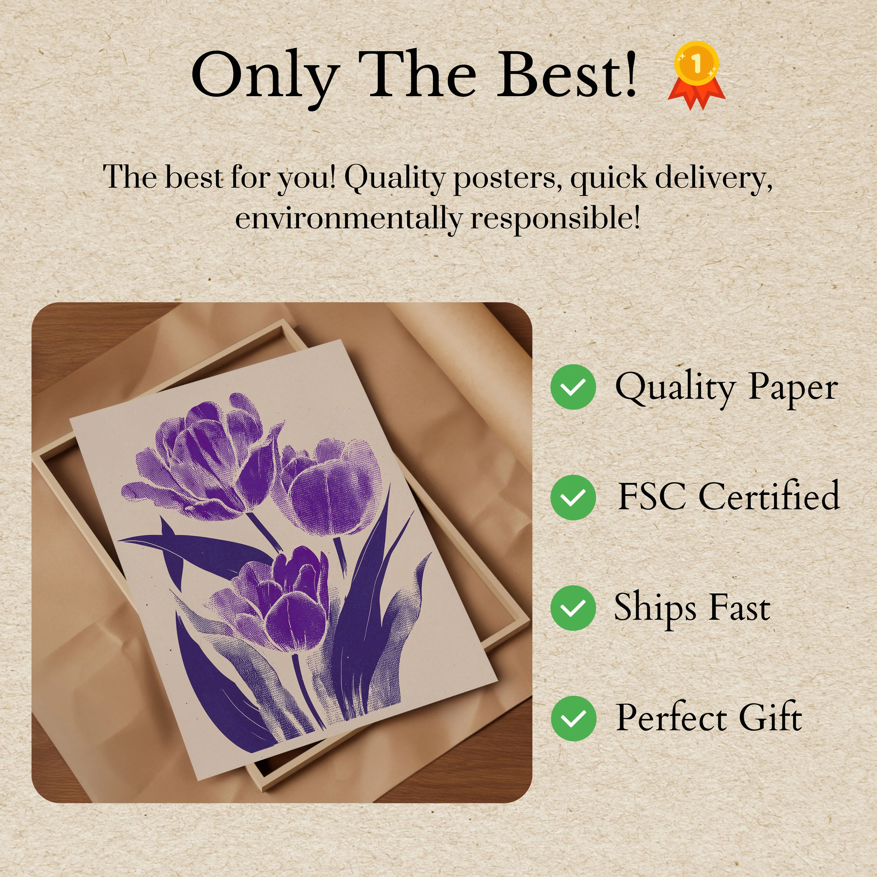 Purple Tulips Botanical Poster - Image 3