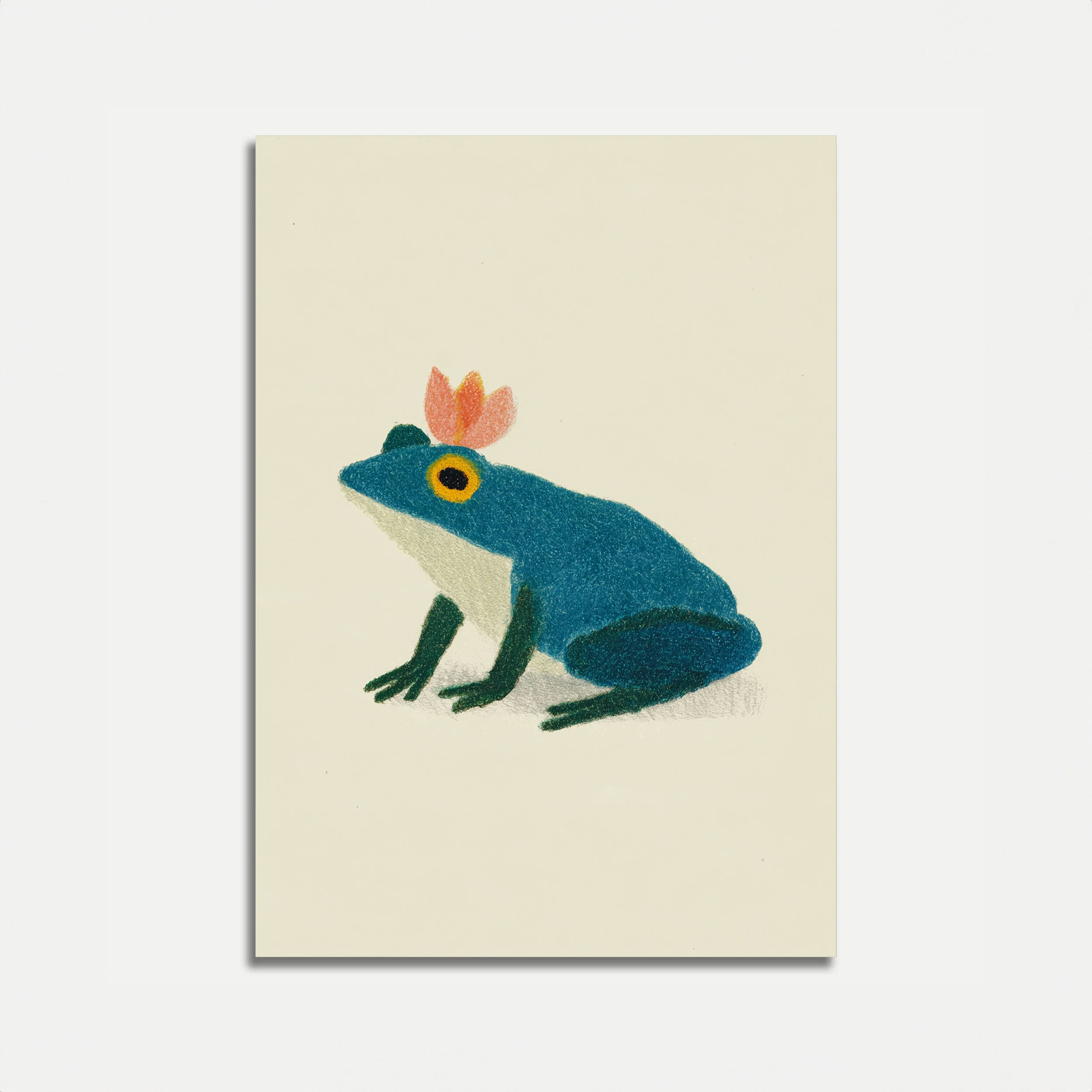 Quirky Blue Frog Crown Poster