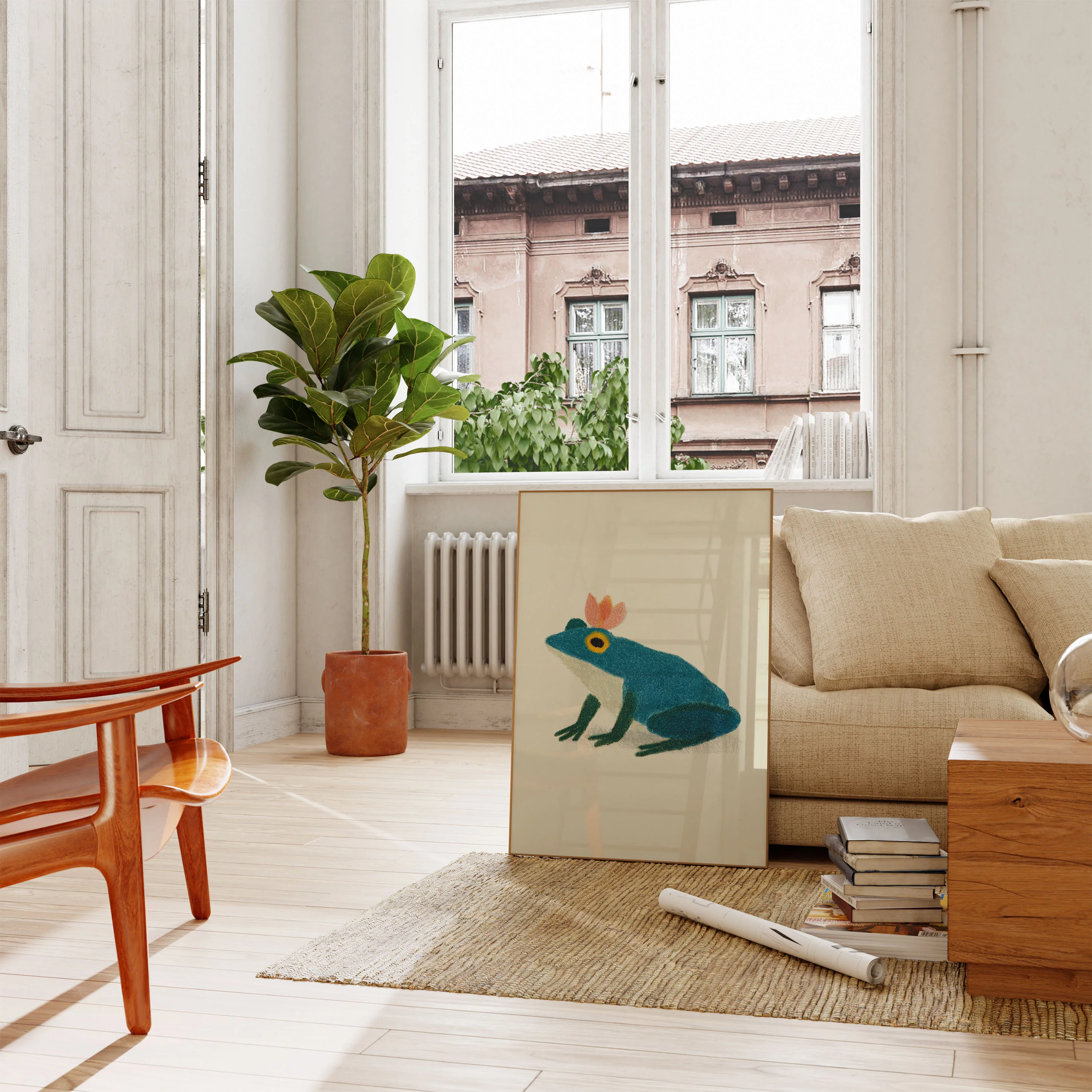 Quirky Blue Frog Crown Poster - Image 2