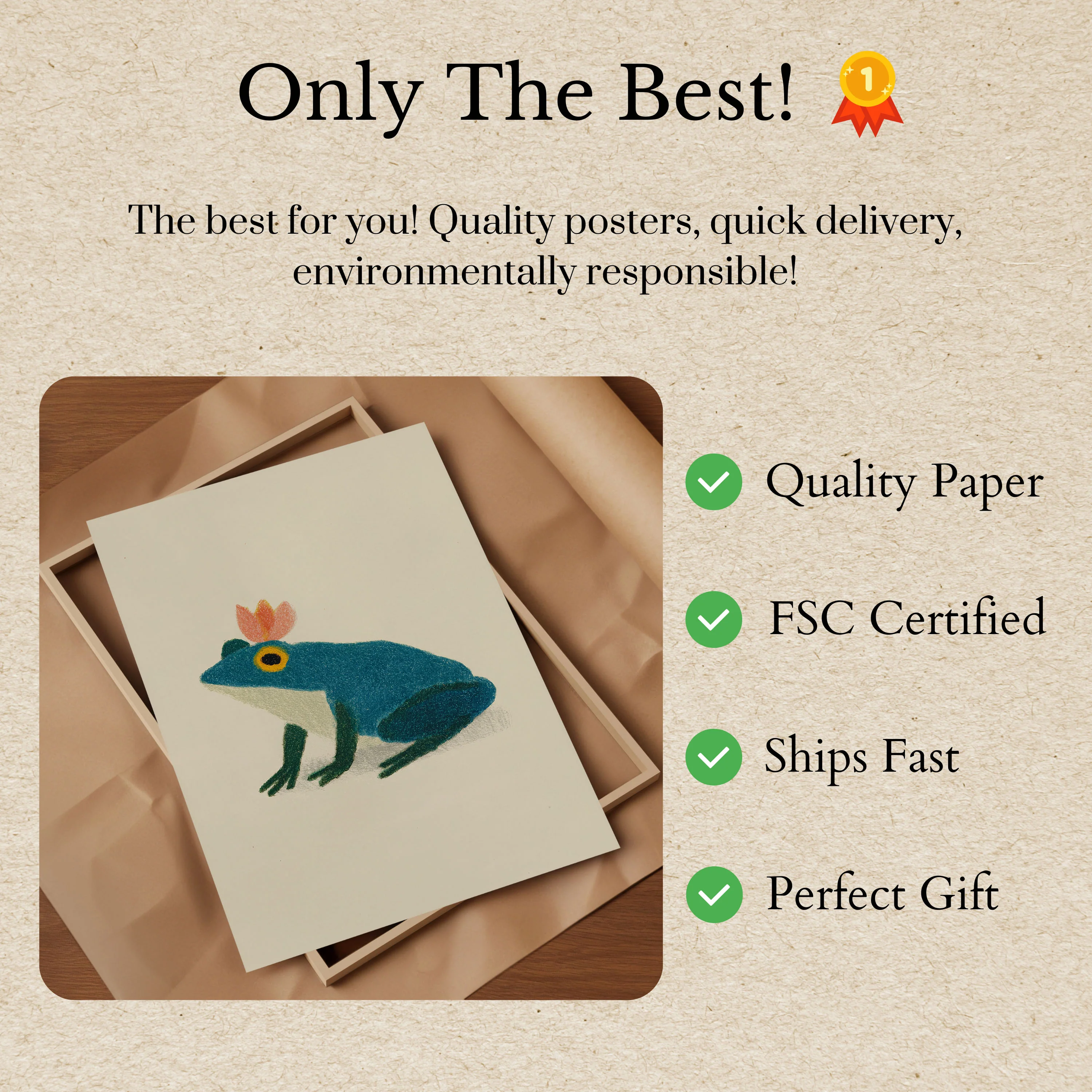 Quirky Blue Frog Crown Poster - Image 3