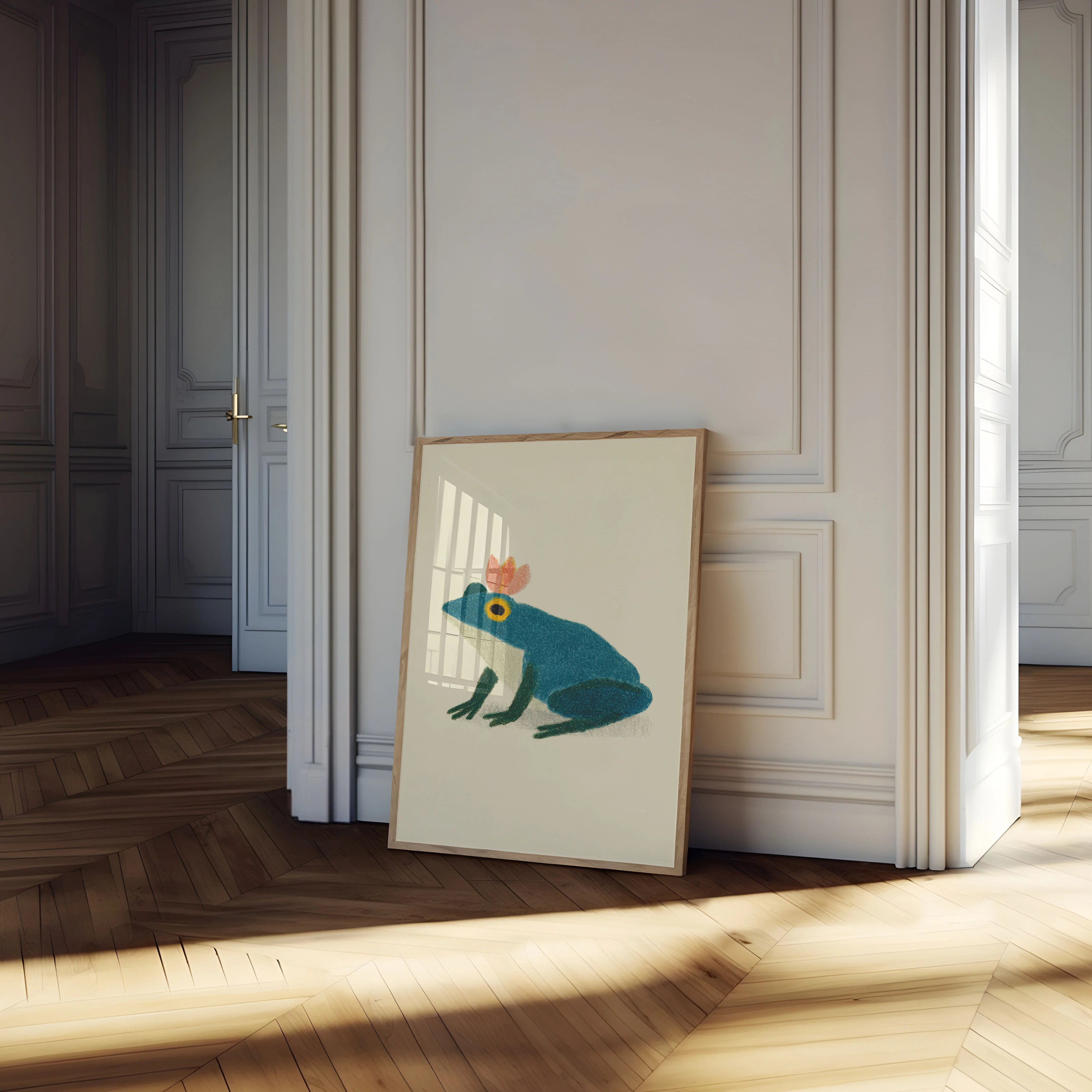Quirky Blue Frog Crown Poster - Image 4