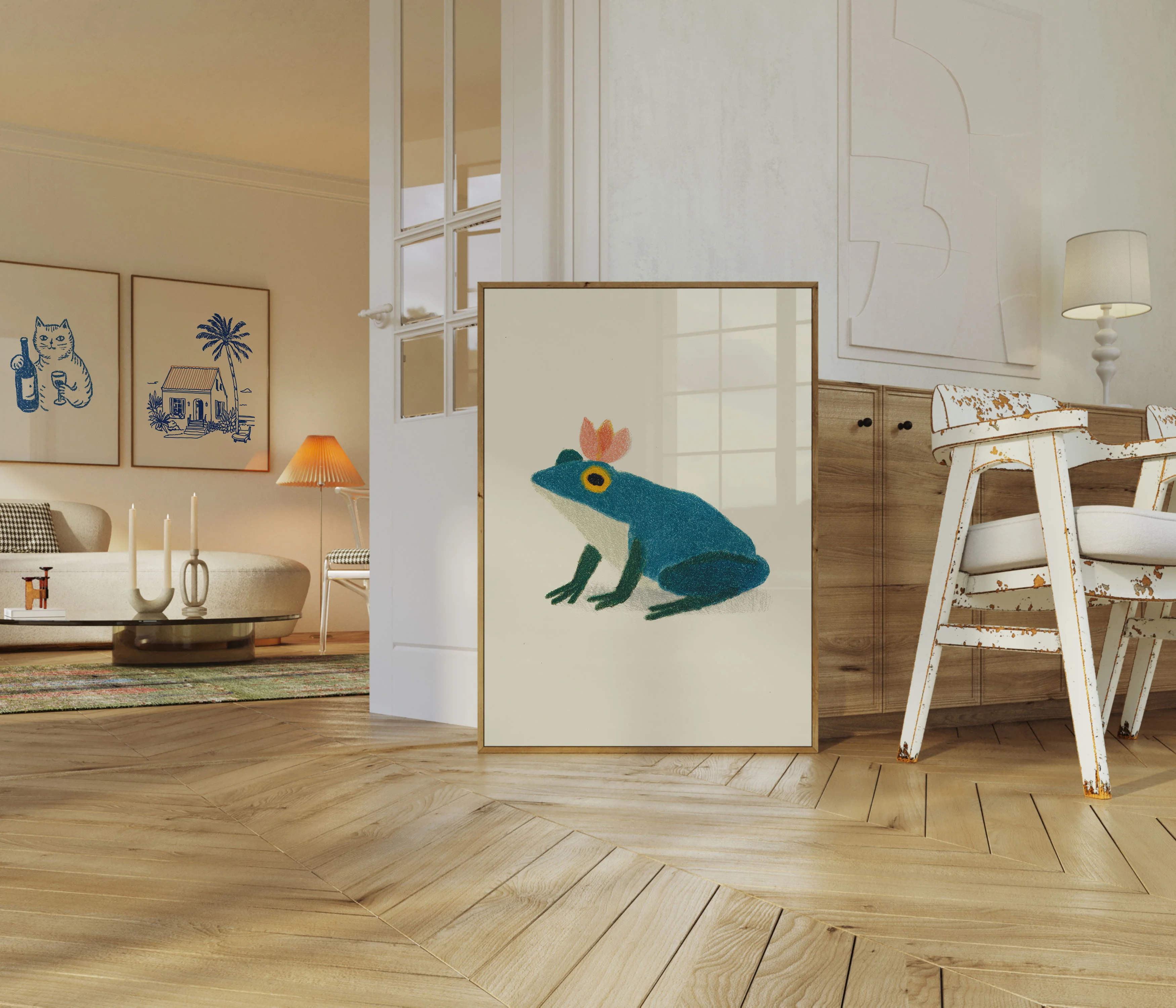 Quirky Blue Frog Crown Poster - Image 5