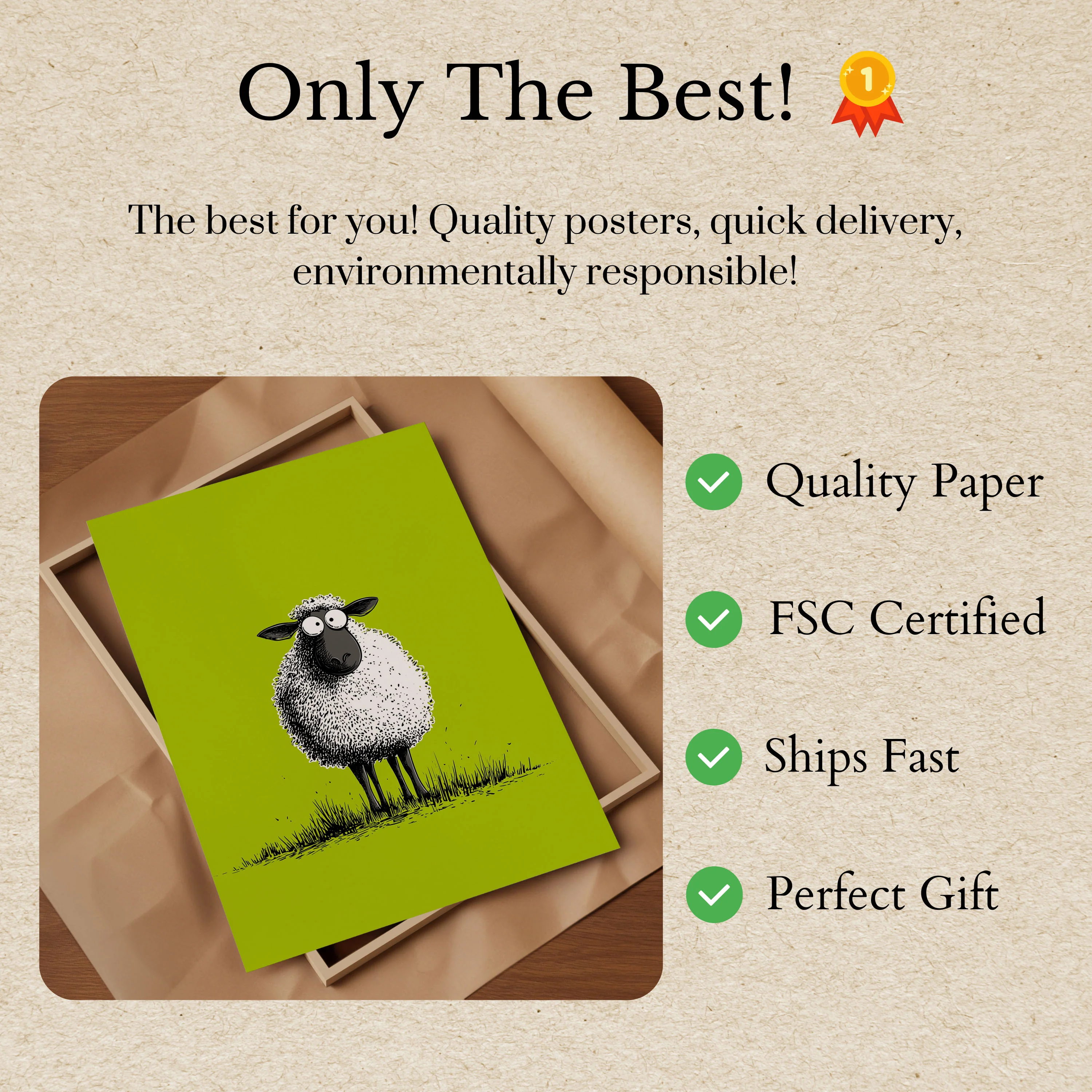Quirky Sheep Standing Tall Poster - Image 3
