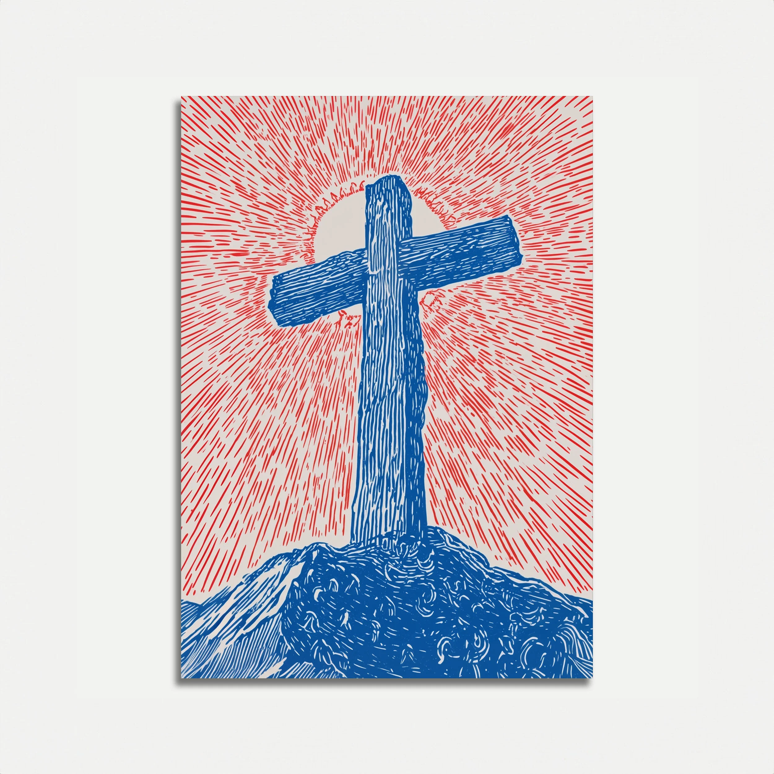 Radiant Cross on Mountain Poster