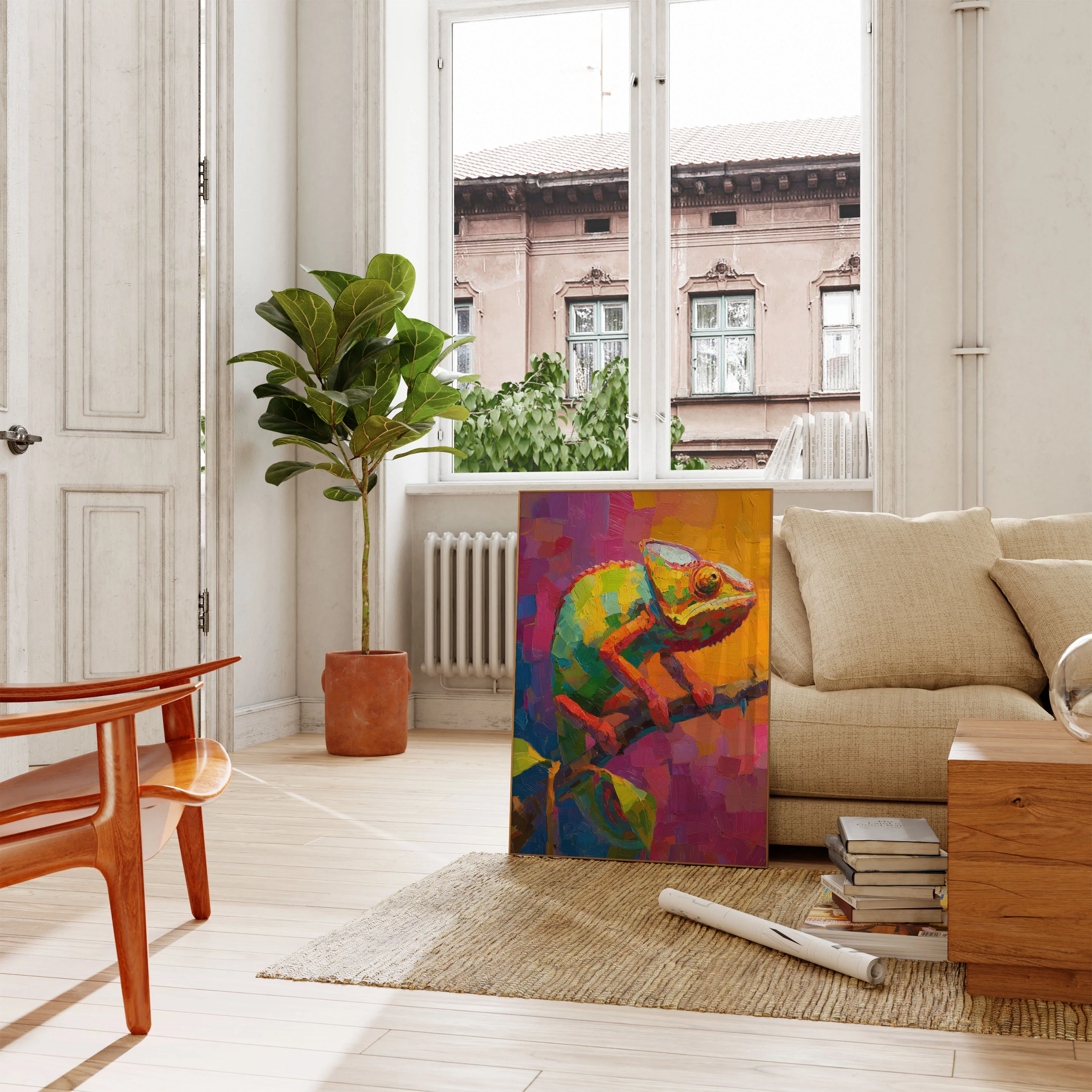 Rainbow Chameleon Portrait Poster - Image 2