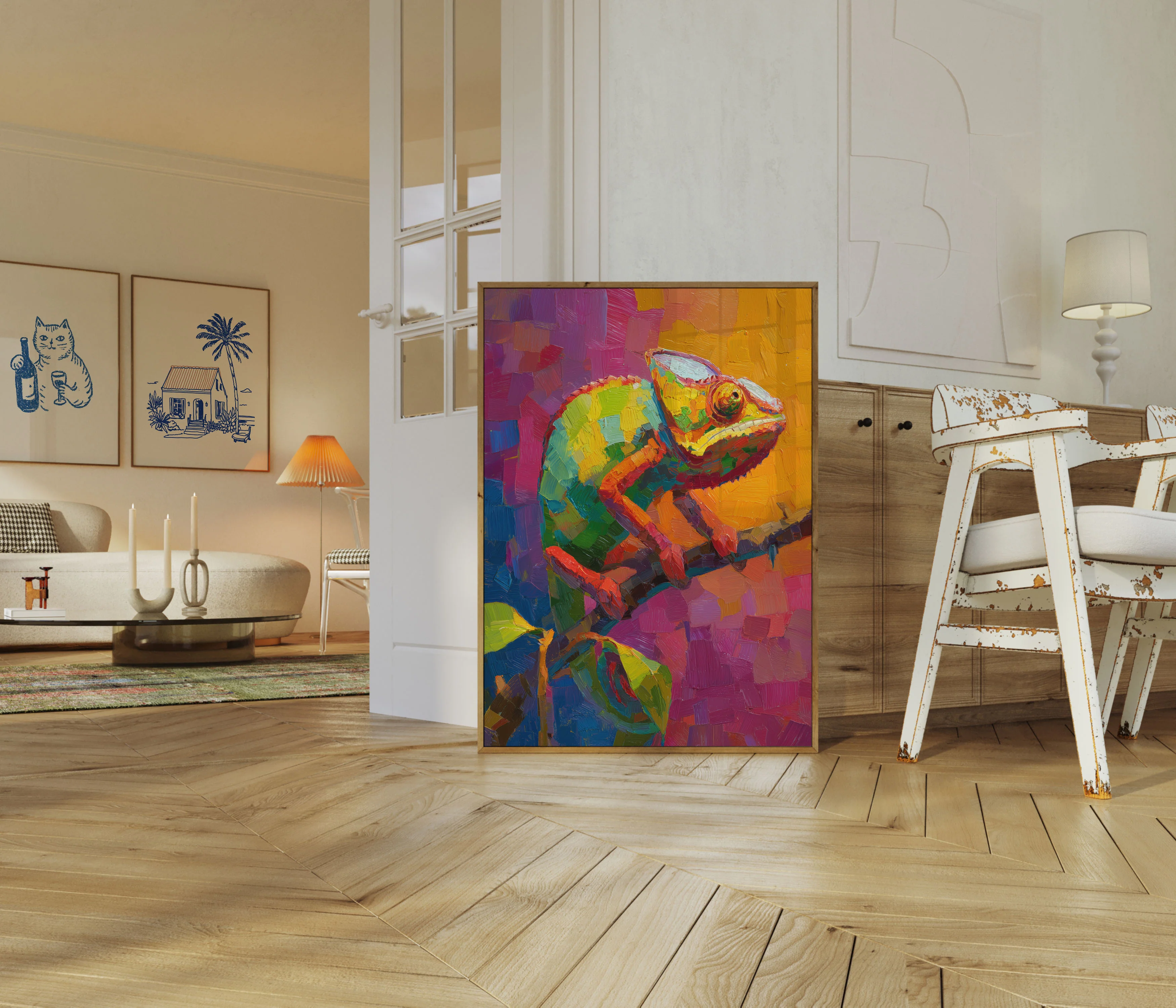 Rainbow Chameleon Portrait Poster - Image 5