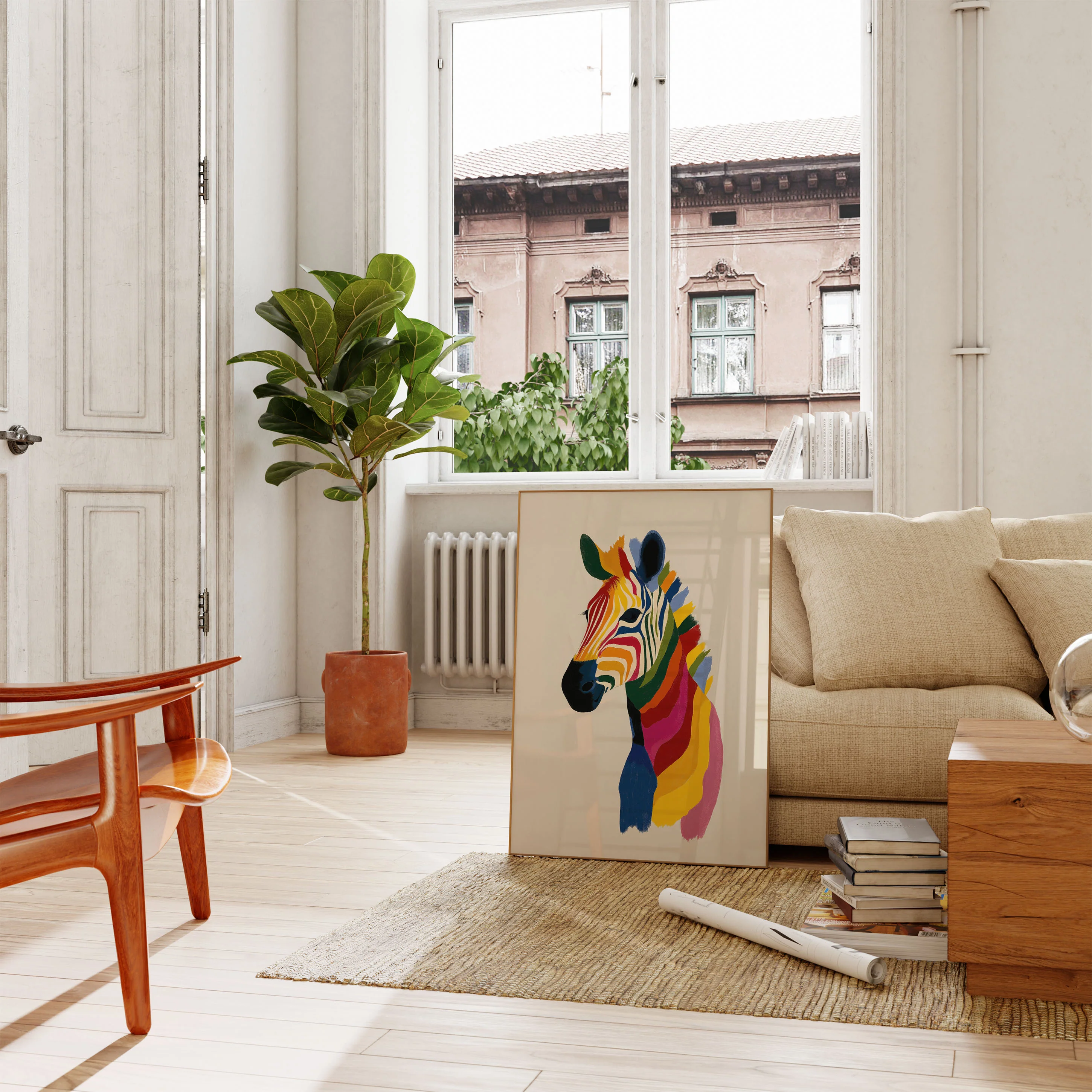 Rainbow Zebra Modern Art Poster - Image 2
