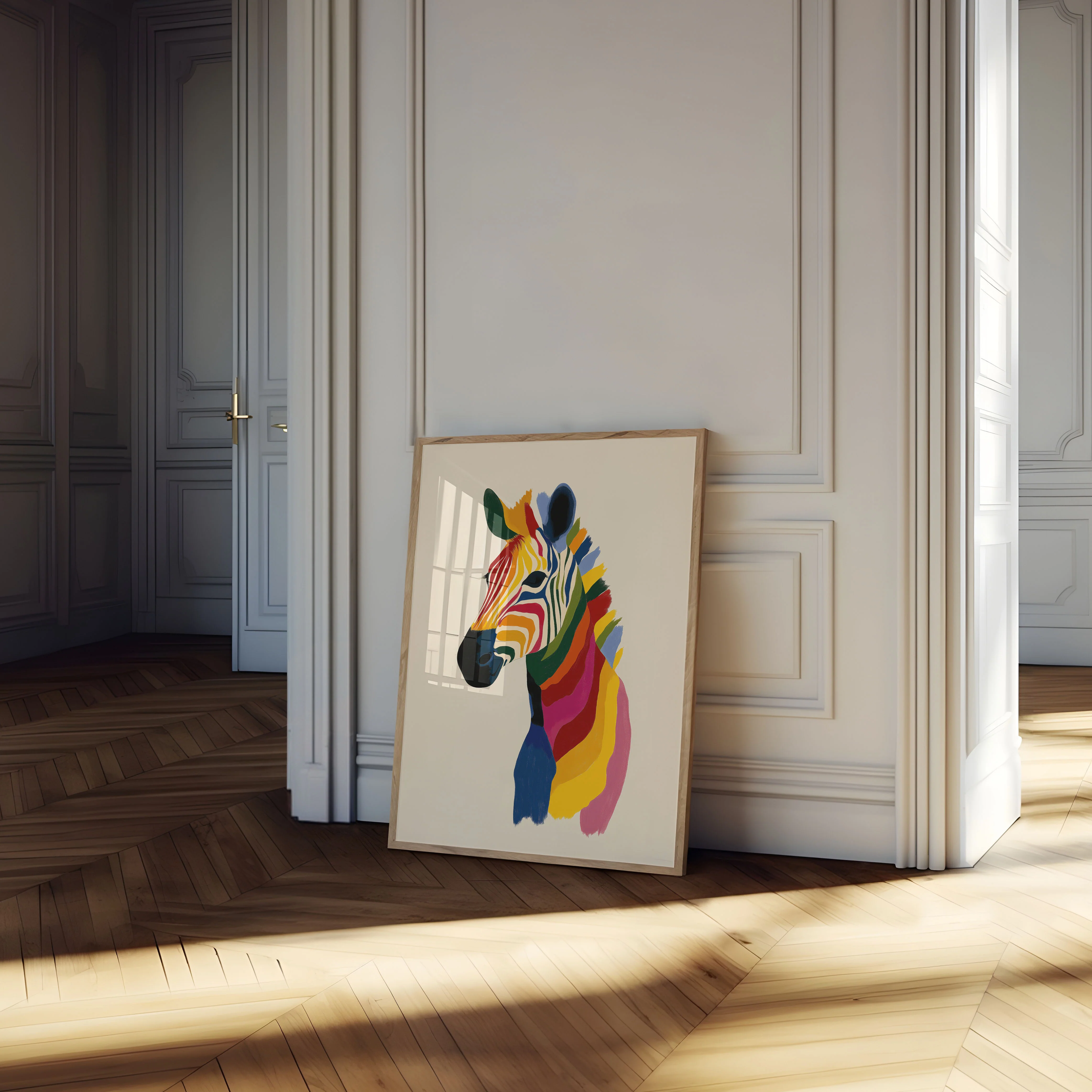 Rainbow Zebra Modern Art Poster - Image 4