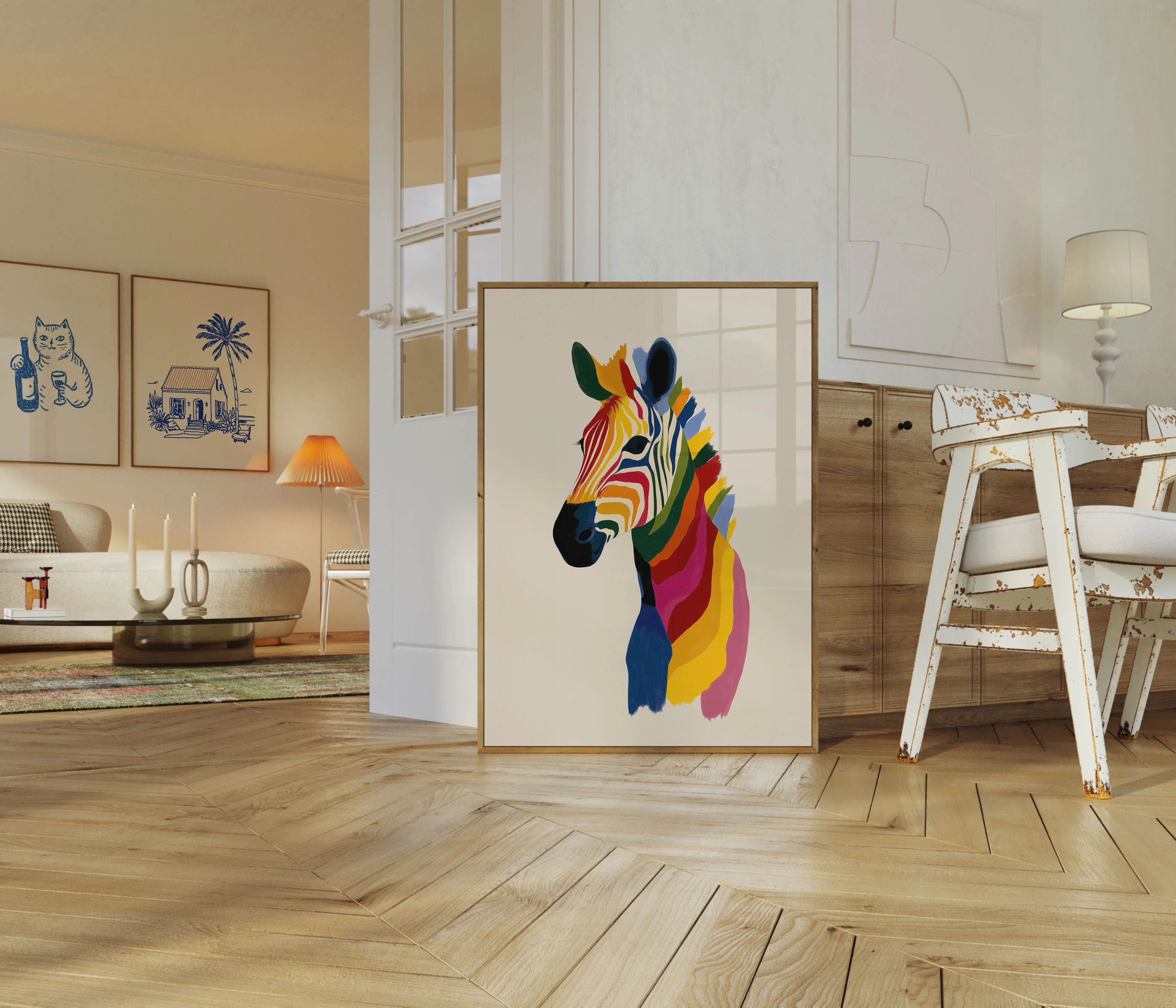 Rainbow Zebra Modern Art Poster - Image 5