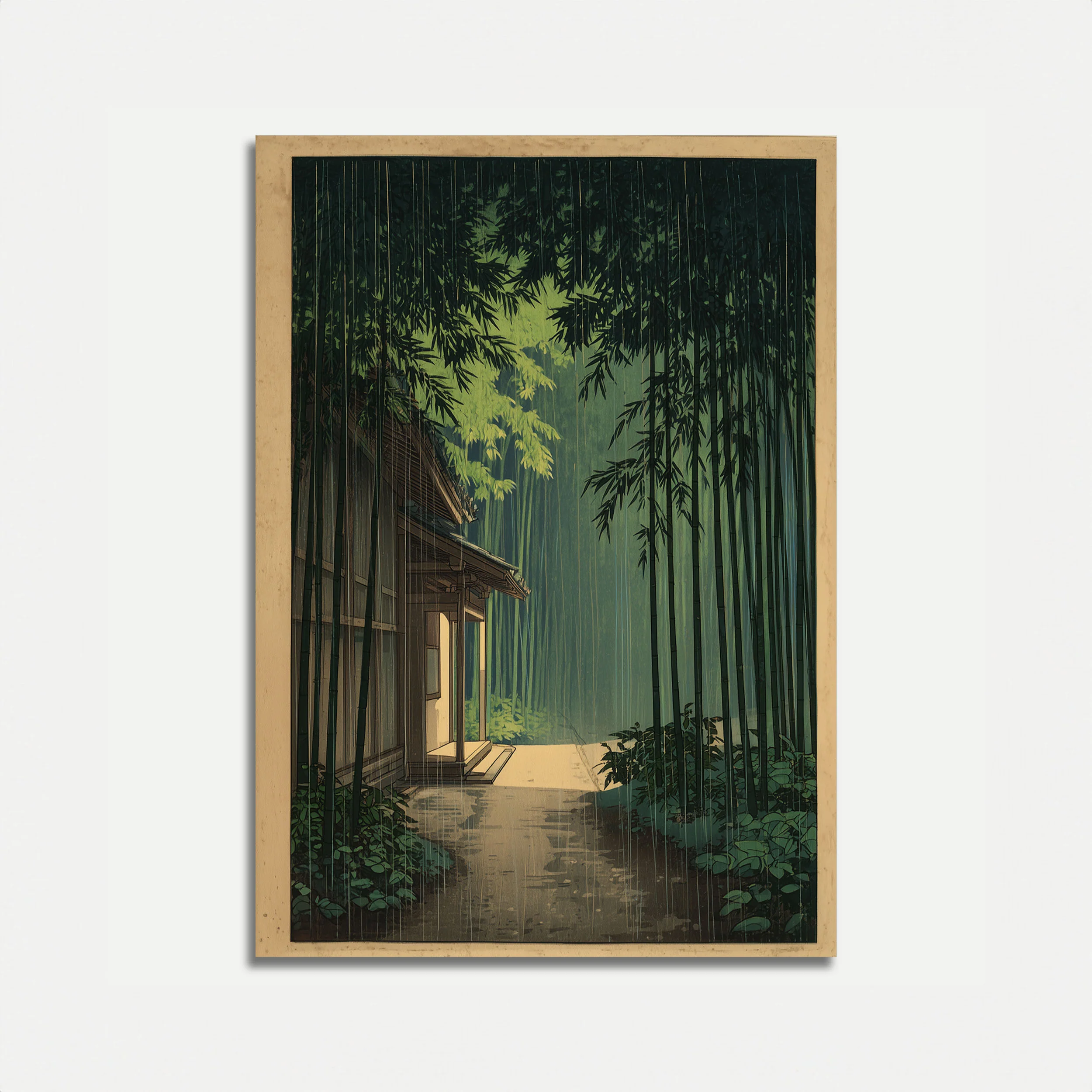 Rainy Forest Cabin Retreat Poster