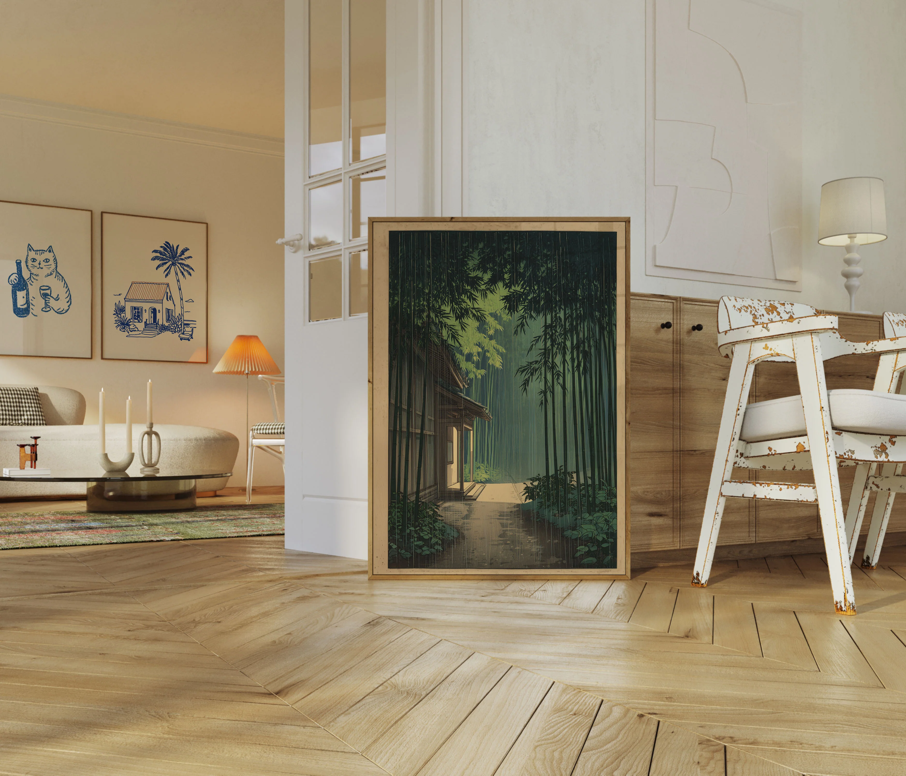 Rainy Forest Cabin Retreat Poster - Image 5