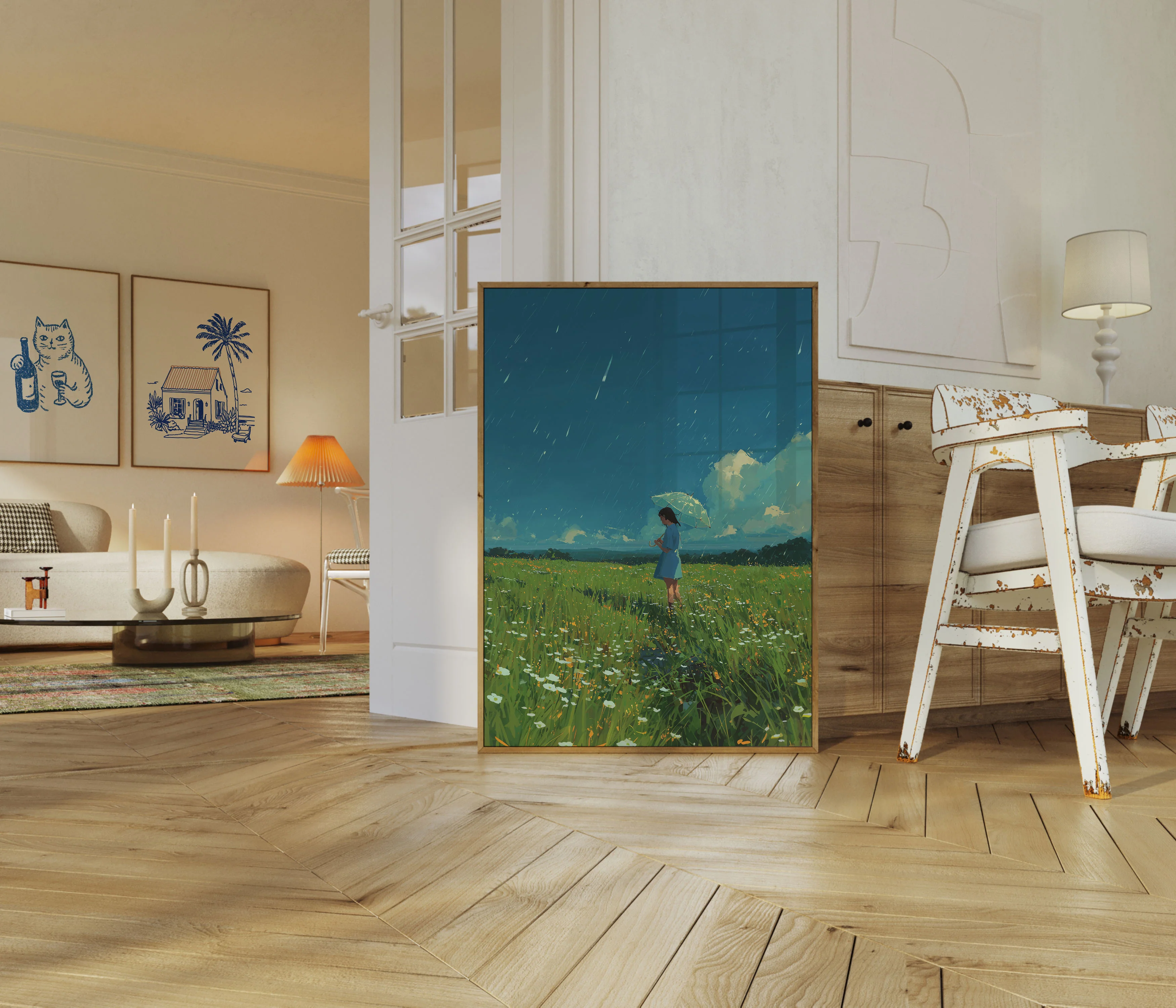 Rainy Meadow Solitude Poster - Image 5