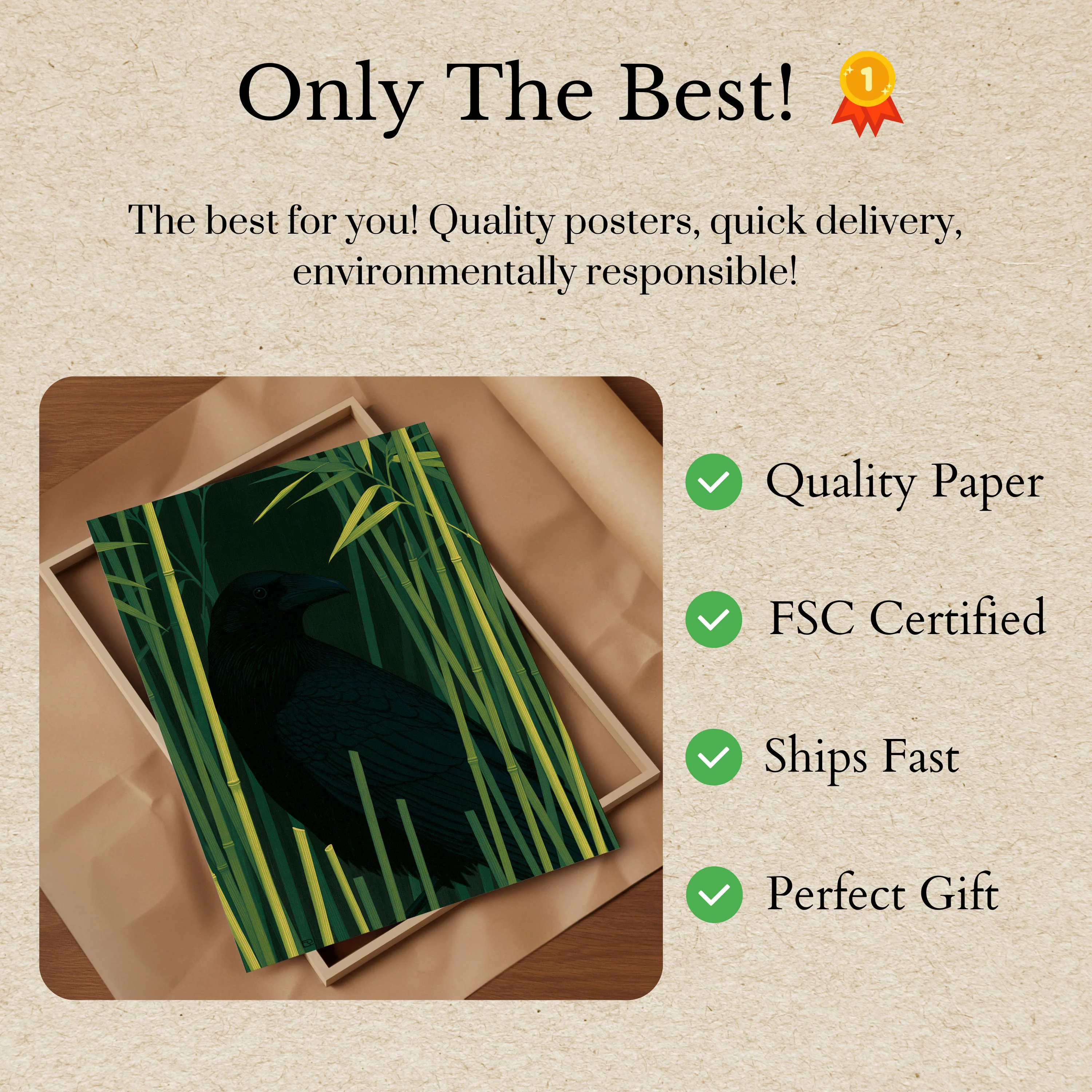 Raven in Bamboo Forest Poster - Image 3